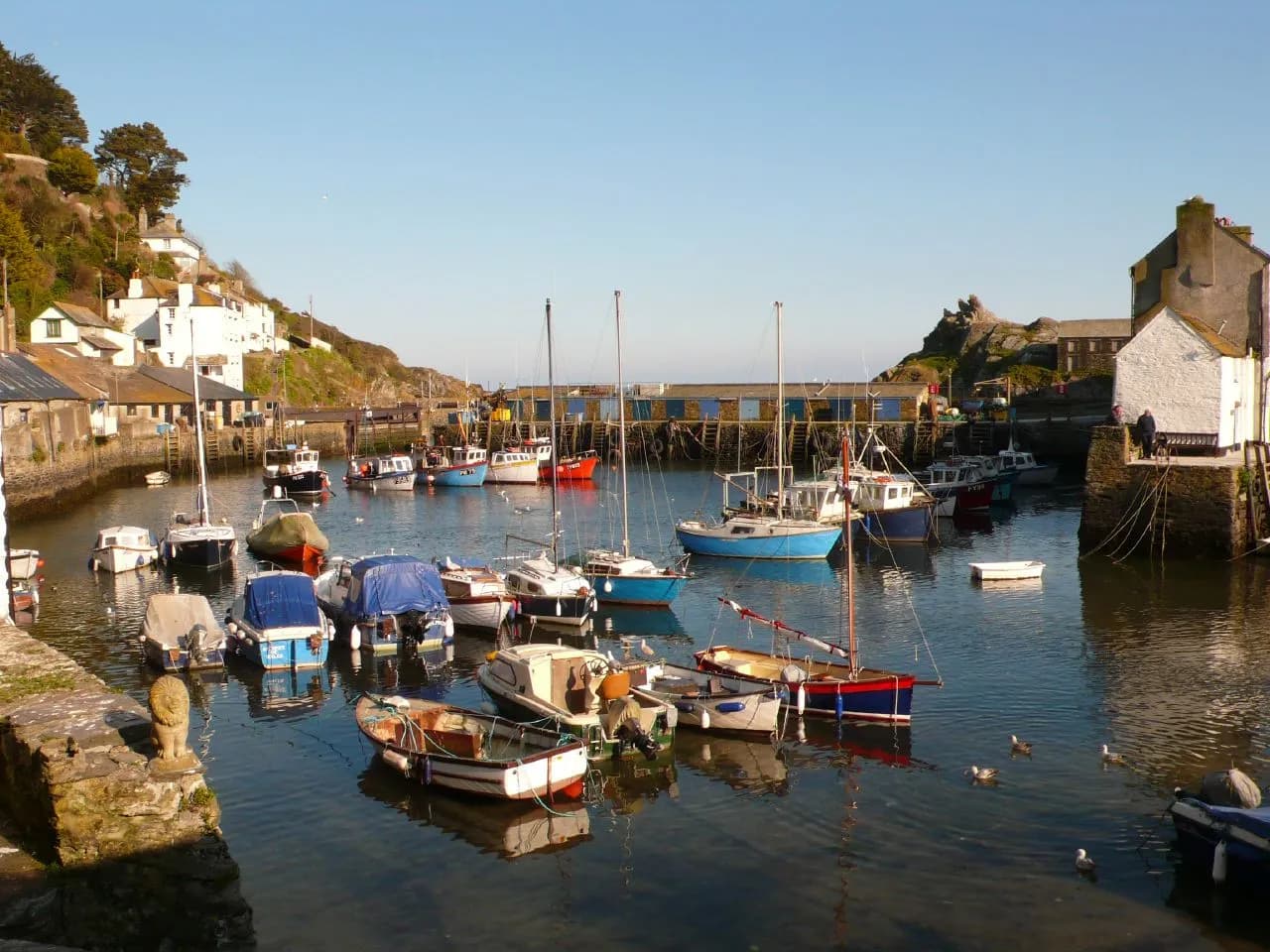 Boats in Polperro harbour, Cornwall, photographed in 2008