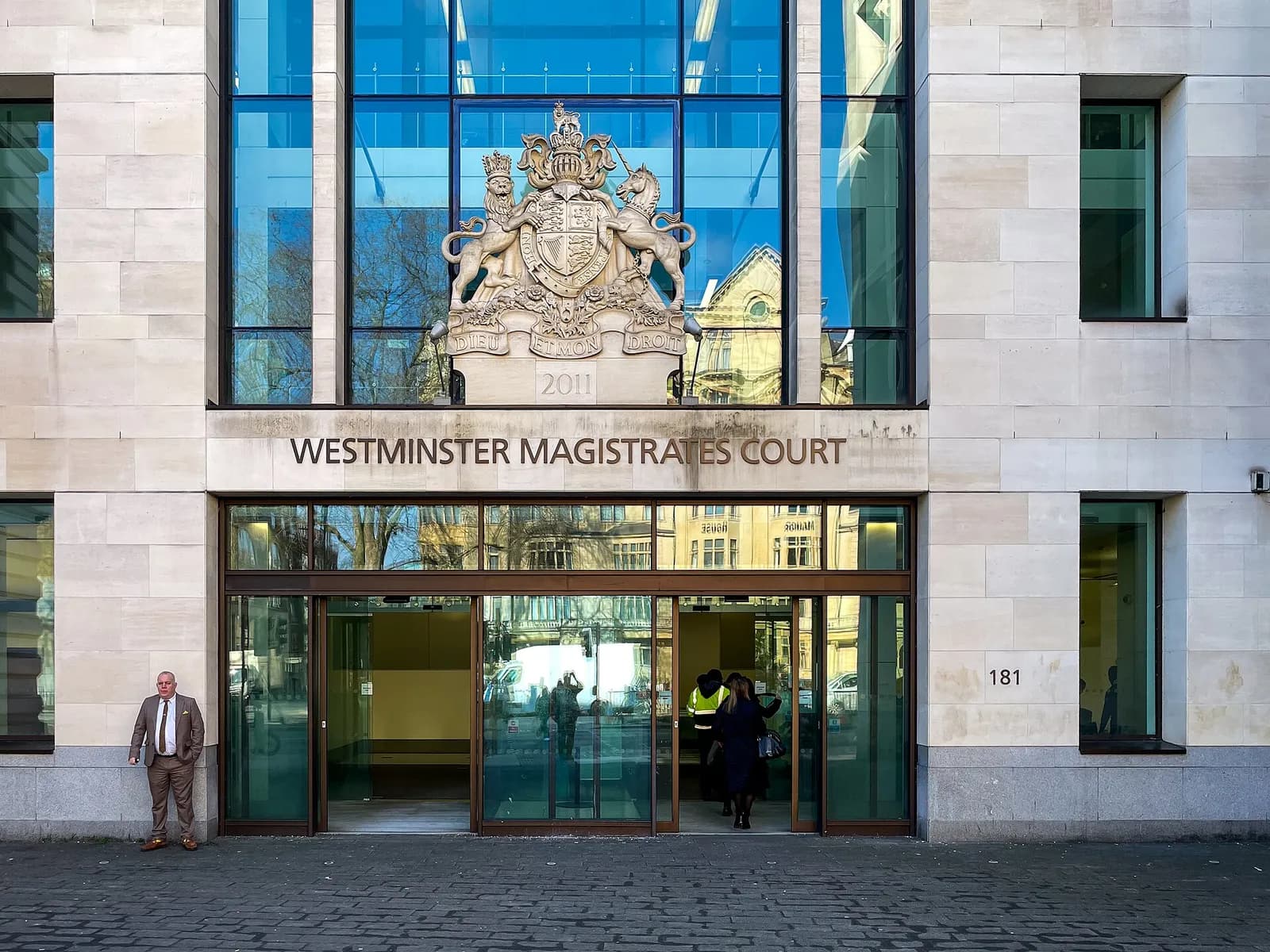 Entrance to Westminster Magistrates’ Court in London.