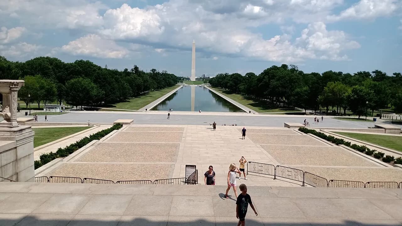 View from the Lincoln Memorial across the Reflecting Pool toward the Washington Monument