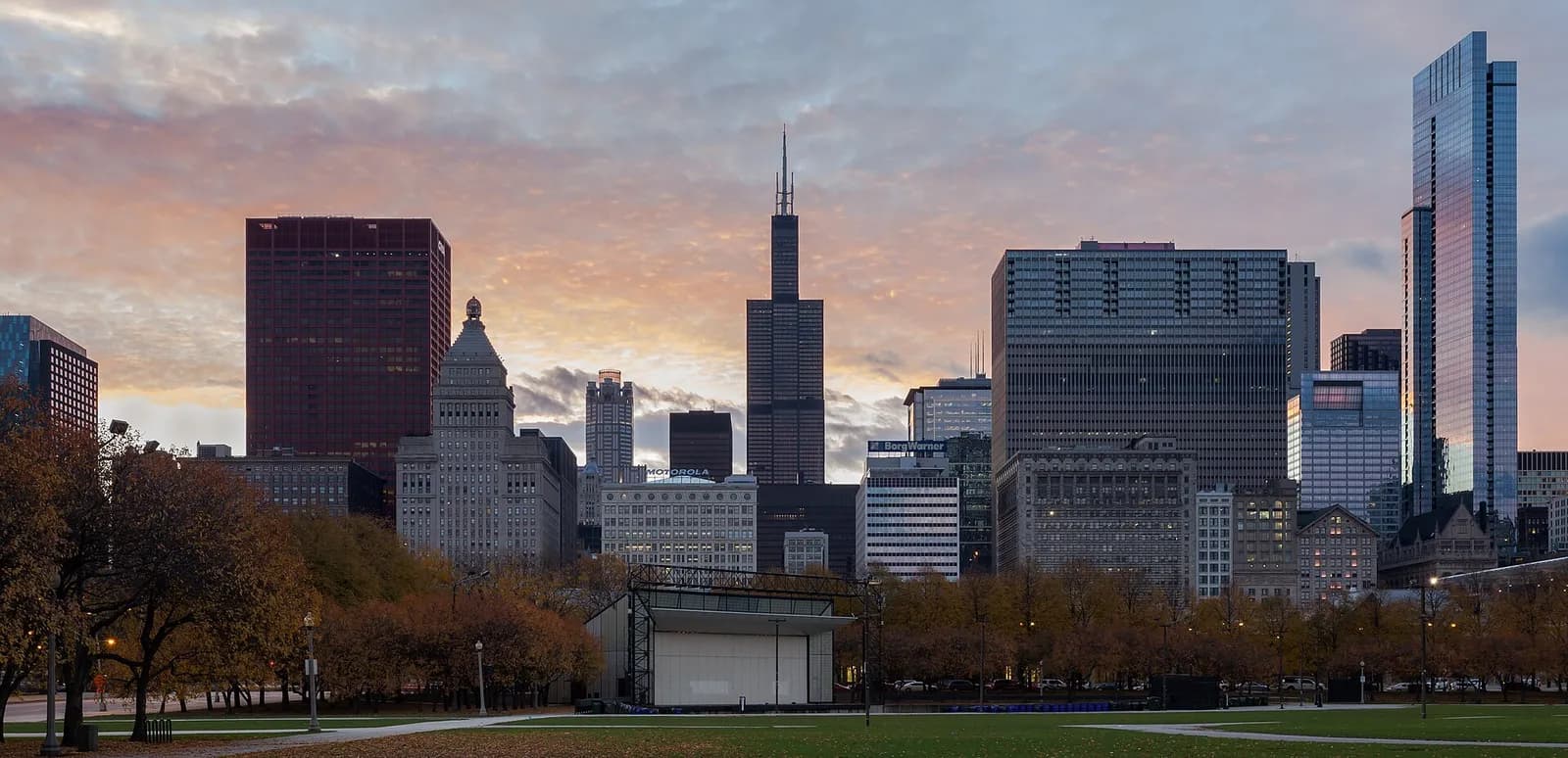 Chicago skyline viewed from downtown.