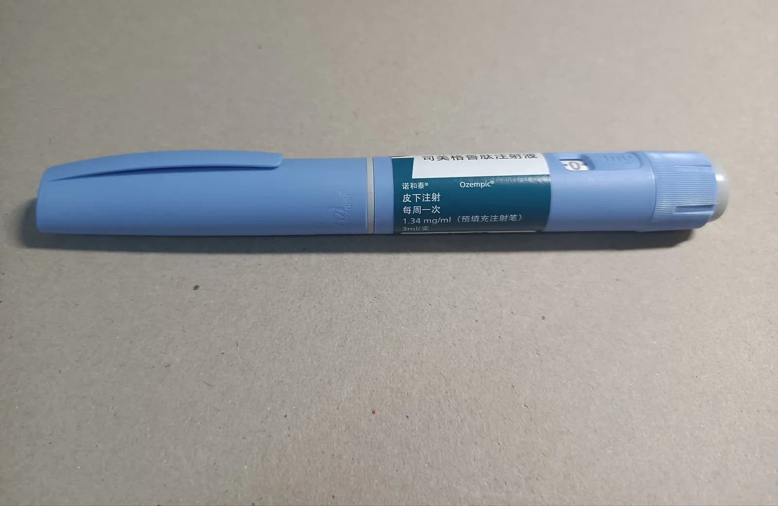 A 3 ml Ozempic semaglutide injection pen.