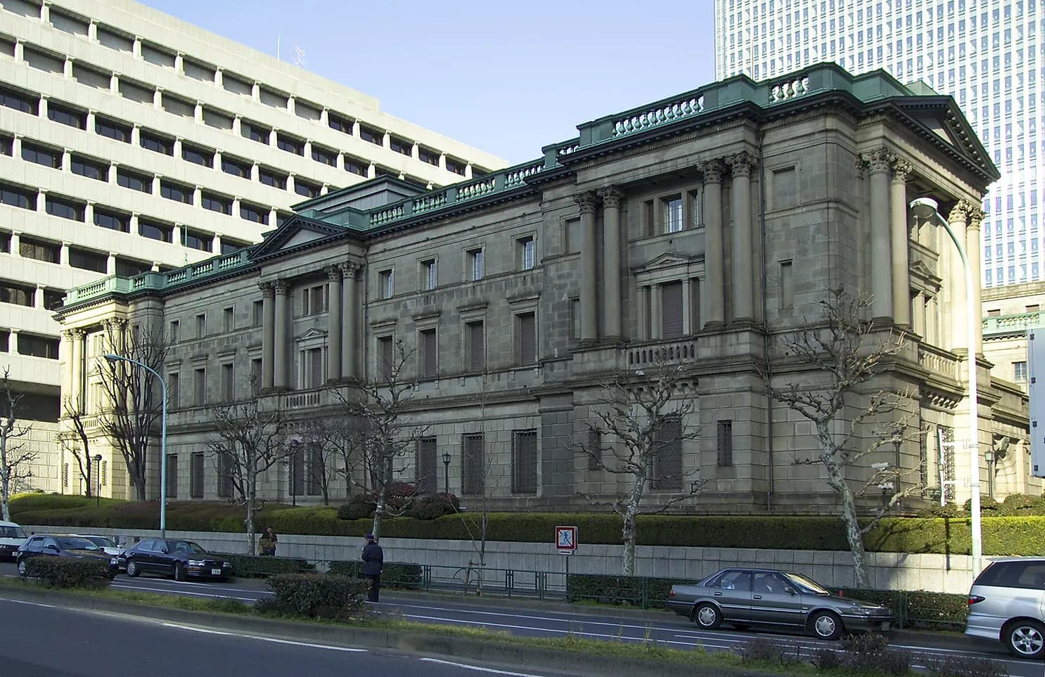 Exterior of the Bank of Japan headquarters in Tokyo.
