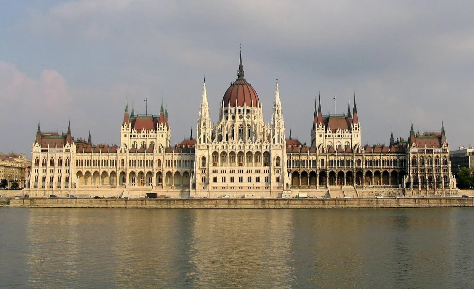 The Hungarian Parliament building on the bank of the Danube in Budapest.