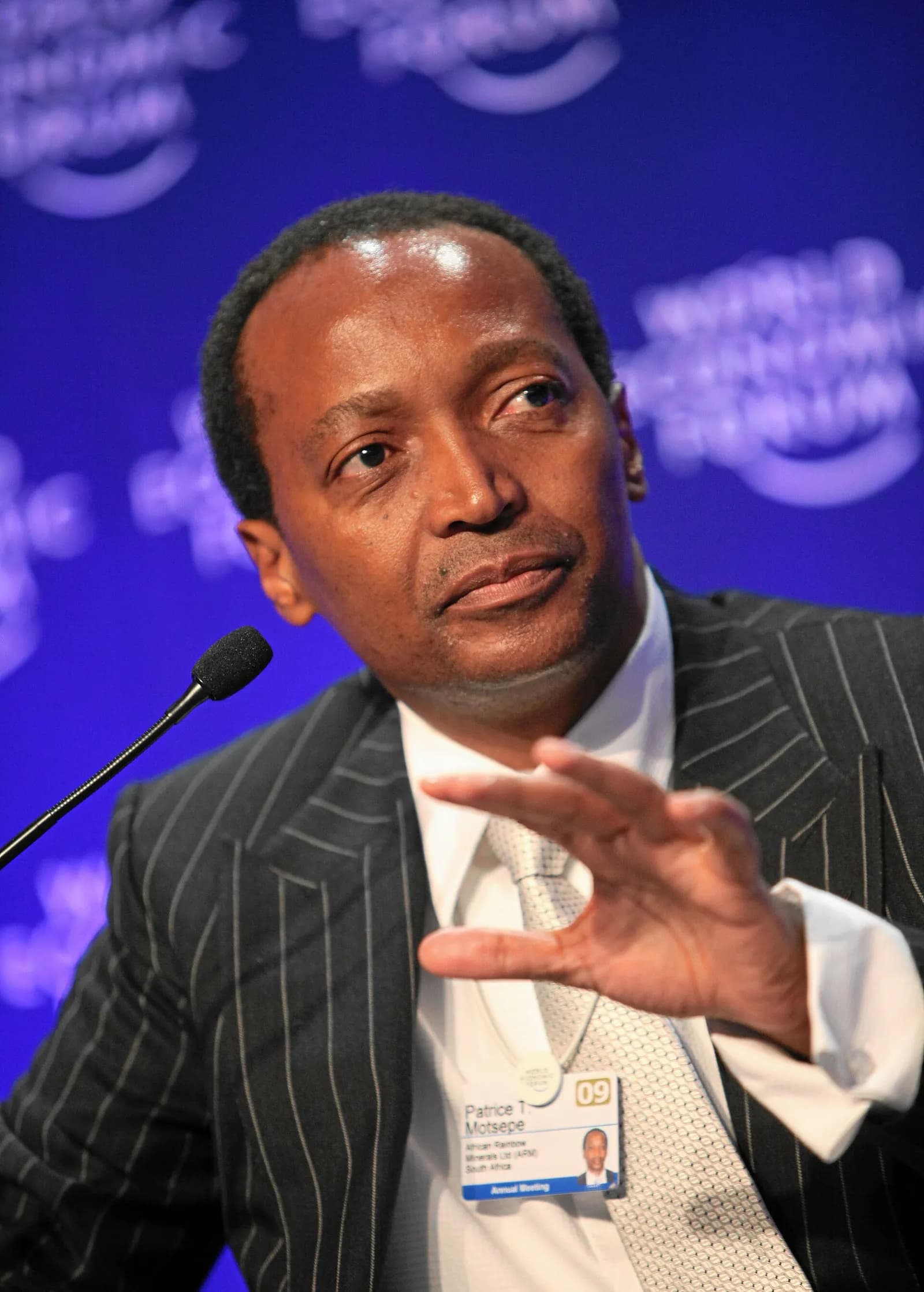 Patrice Motsepe speaking at the World Economic Forum’s Annual Meeting in Davos in 2009.