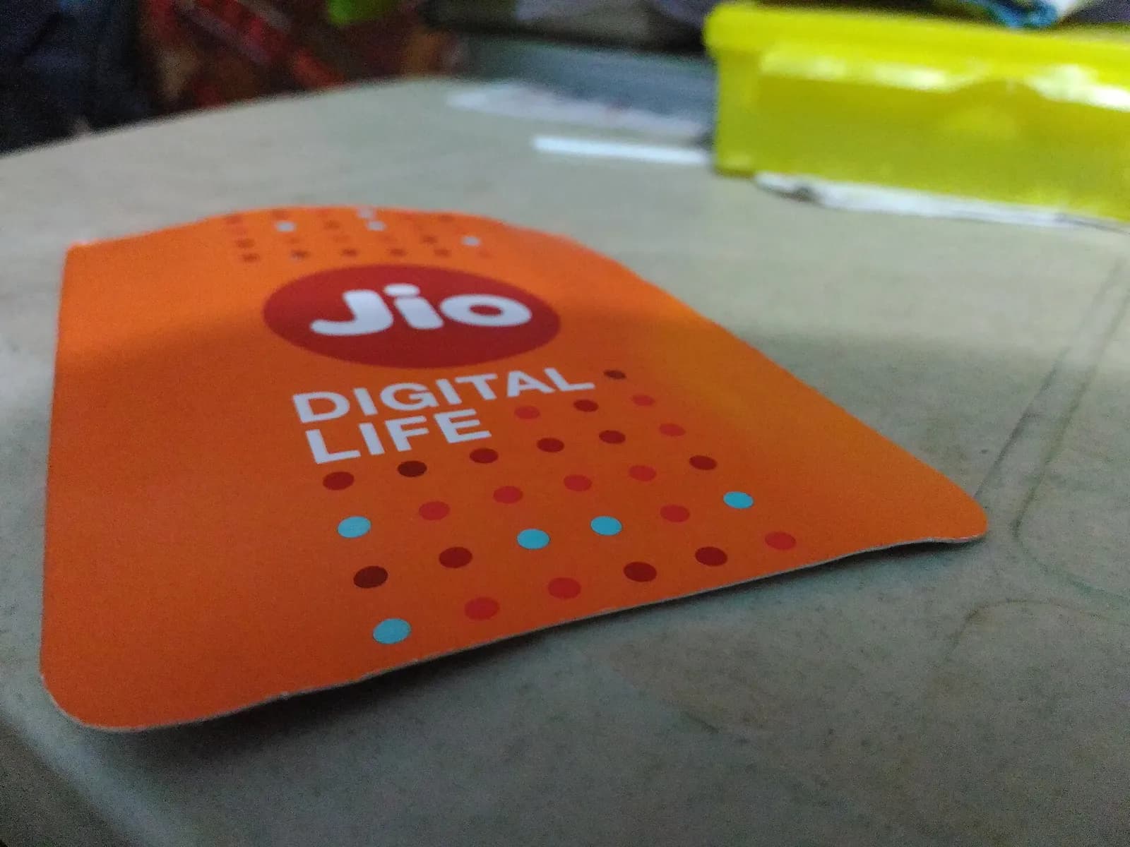 A Reliance Jio SIM pack.