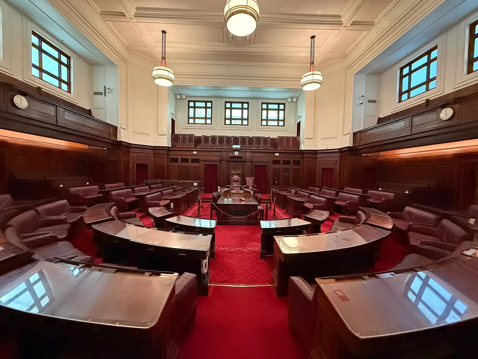 Interior of the Australian Senate chamber at Old Parliament House in Canberra.