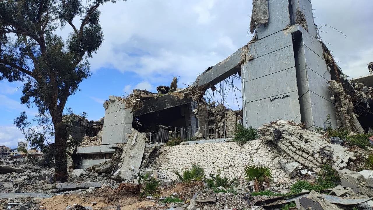 Ruins of the Rashad Shawa Cultural Center in Gaza City in January 2025