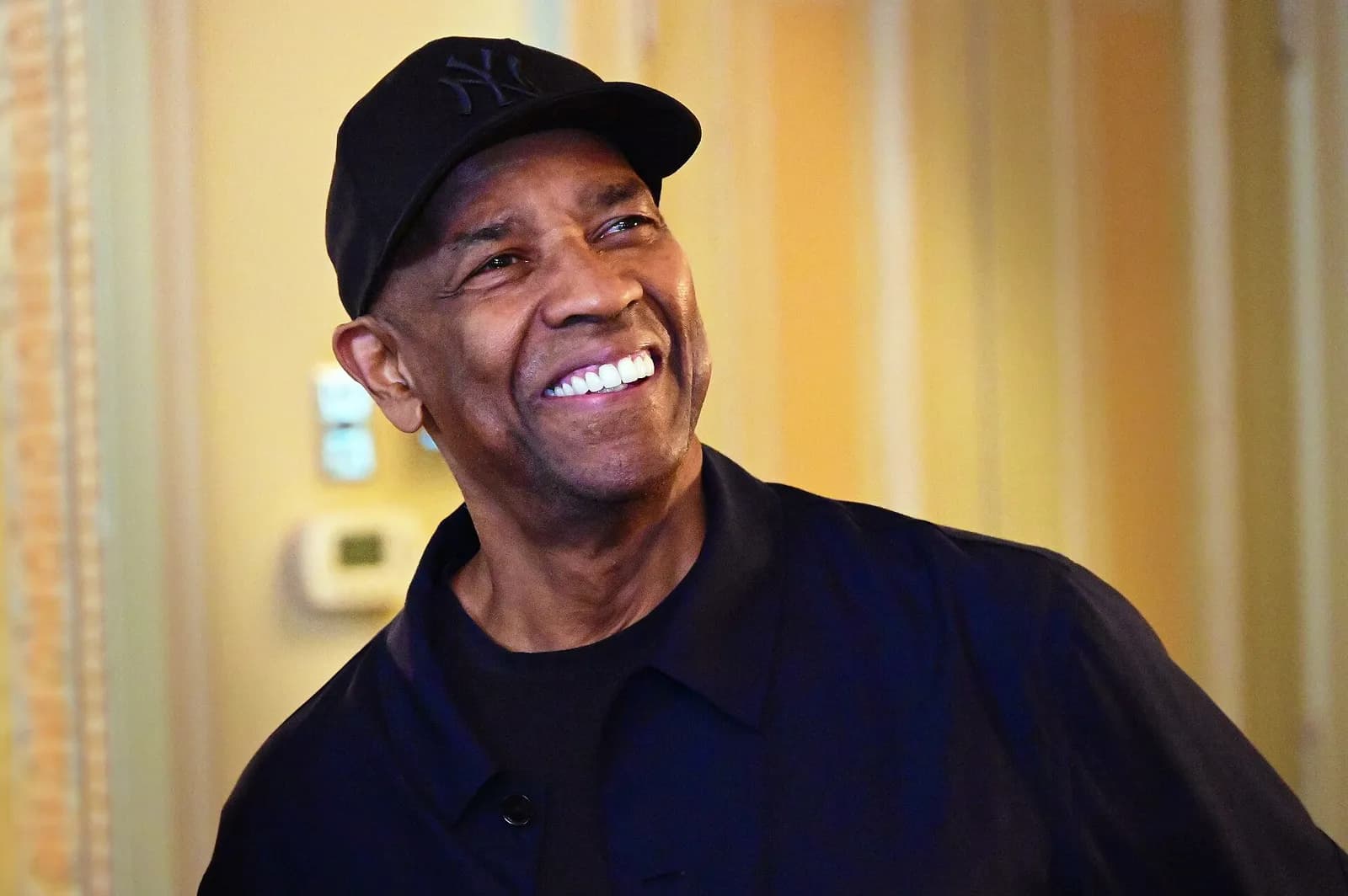 Denzel Washington at the unveiling of his Sardi's portrait in 2025.