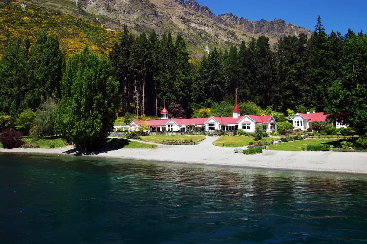 View of Walter Peak Farm in the Queenstown area of New Zealand.