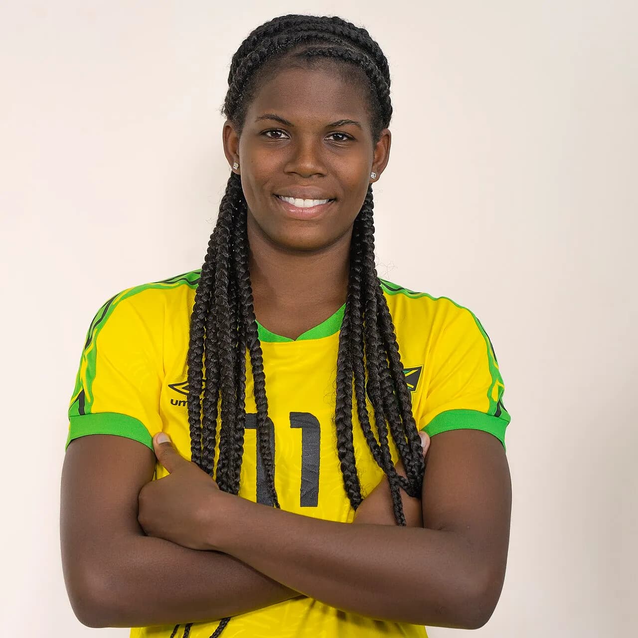 Studio portrait of footballer Khadija Shaw