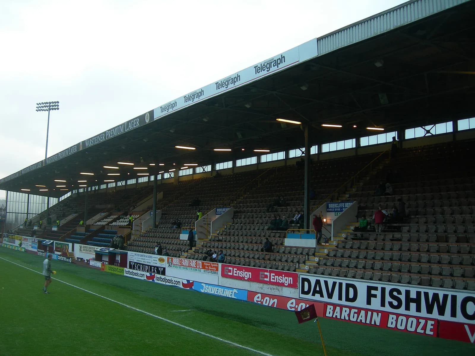 View of Turf Moor football stadium before a match