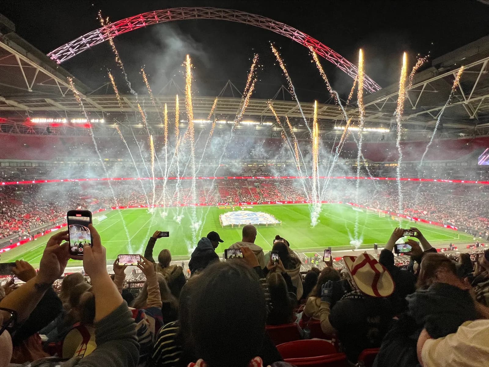 Wembley Stadium seen before a women’s international football match.
