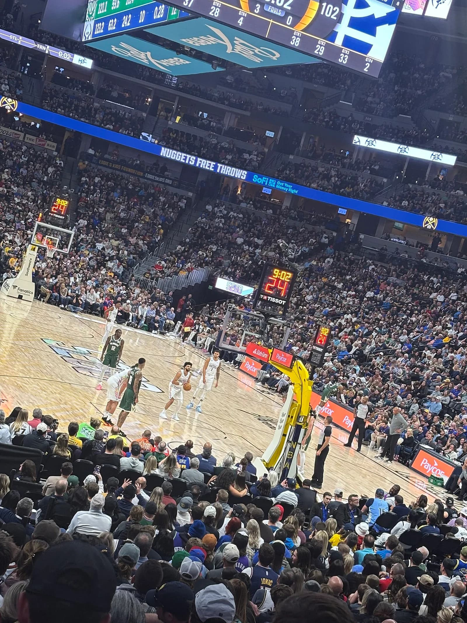 Jamal Murray of the Denver Nuggets prepares to shoot a free throw during a game at Ball Arena in Denver.