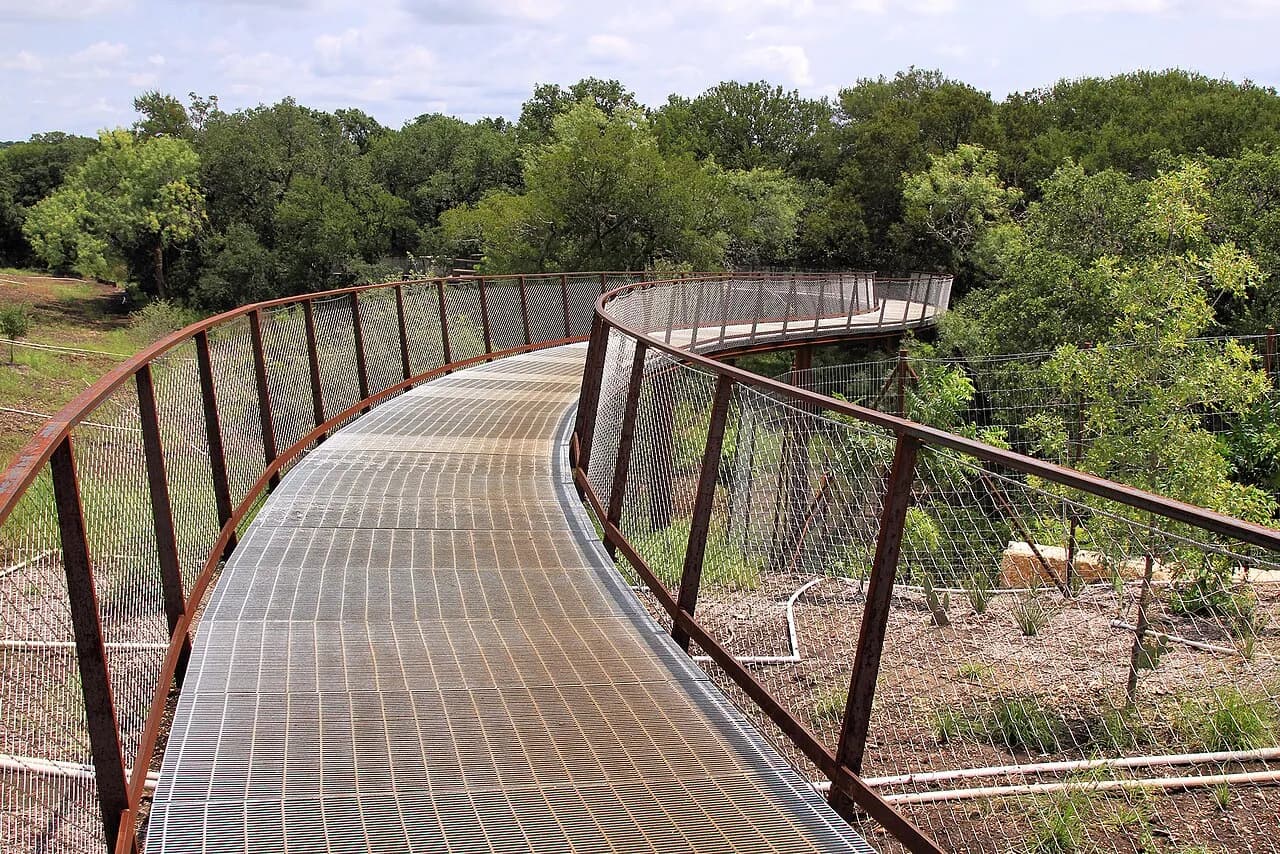 Skywalk leading to the Tobin Land Bridge in San Antonio, Texas