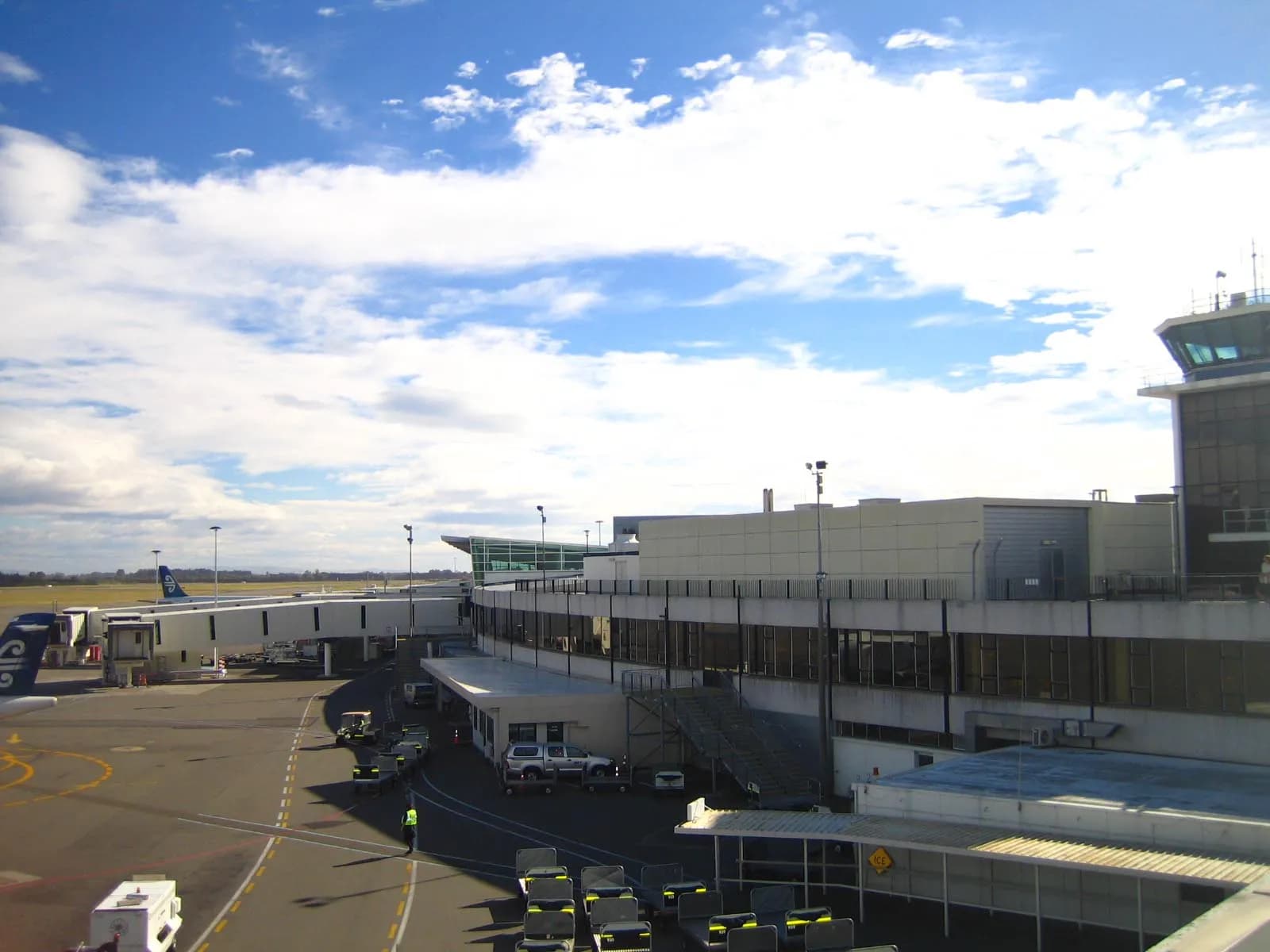 Christchurch Airport terminal building in Christchurch, New Zealand.
