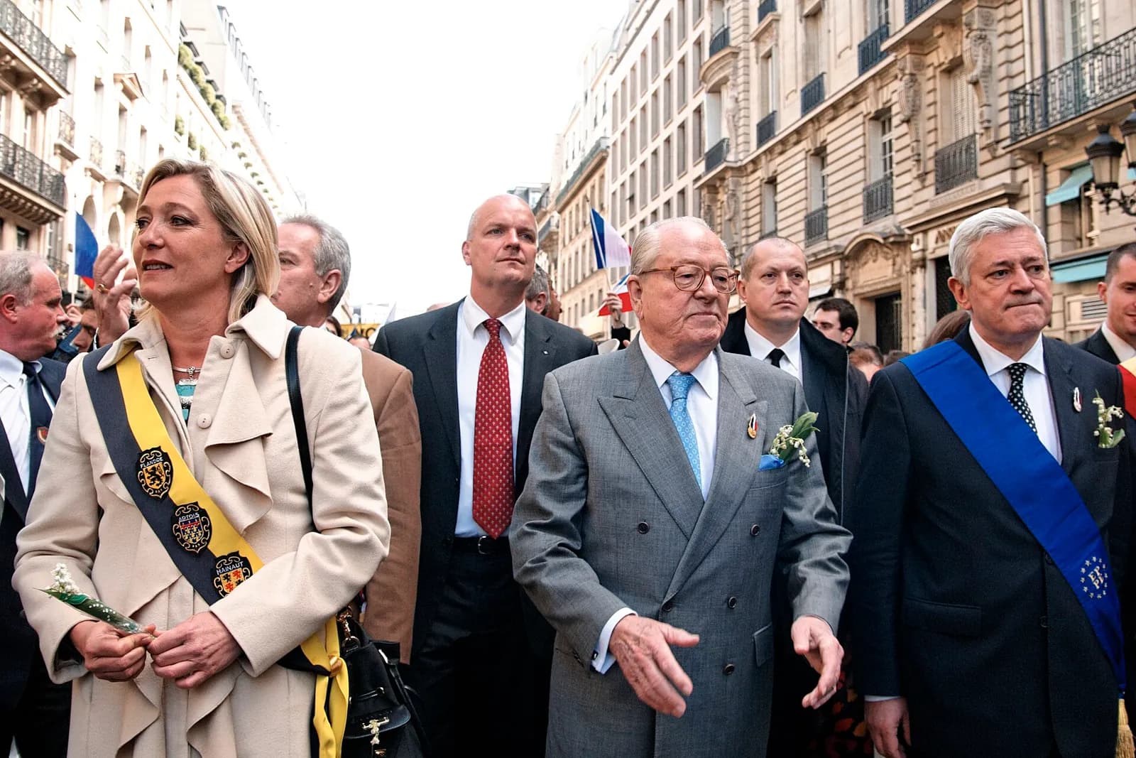 Marine Le Pen and other National Front figures at a rally in Paris.
