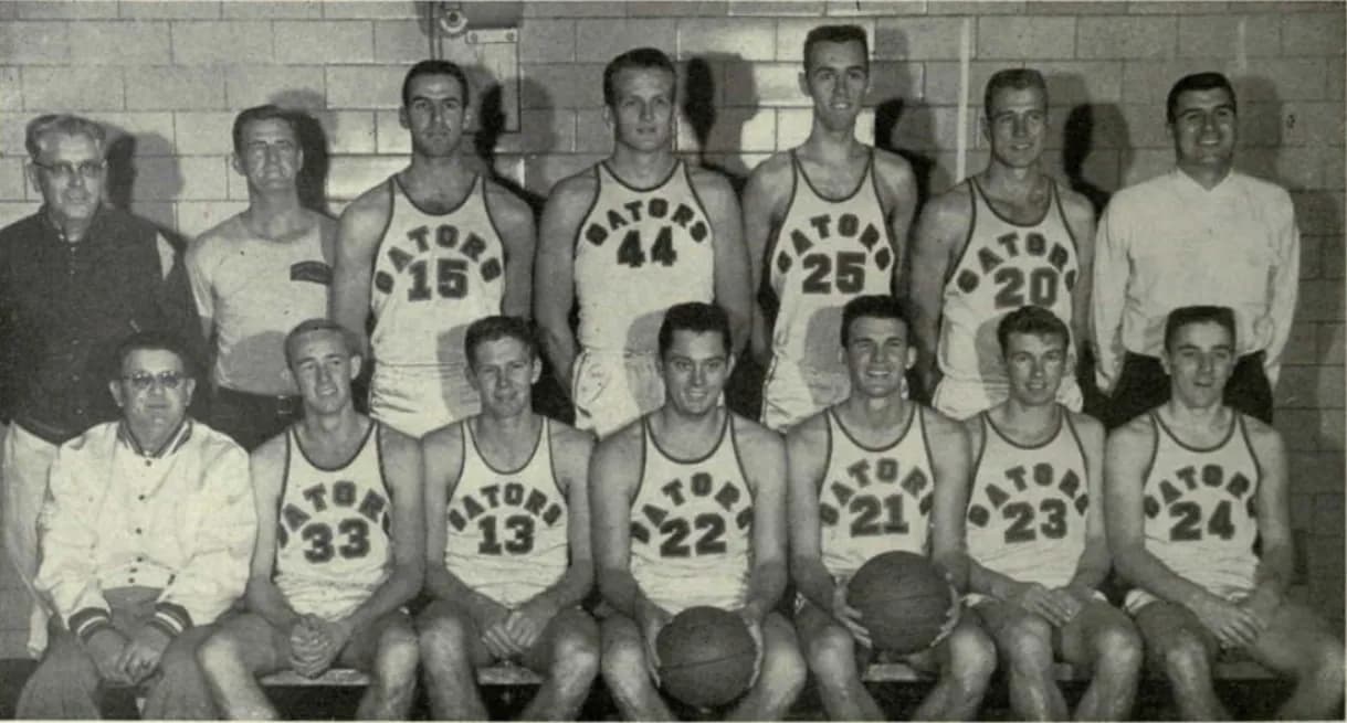 The 1958–59 Florida Gators men's basketball team posed together.