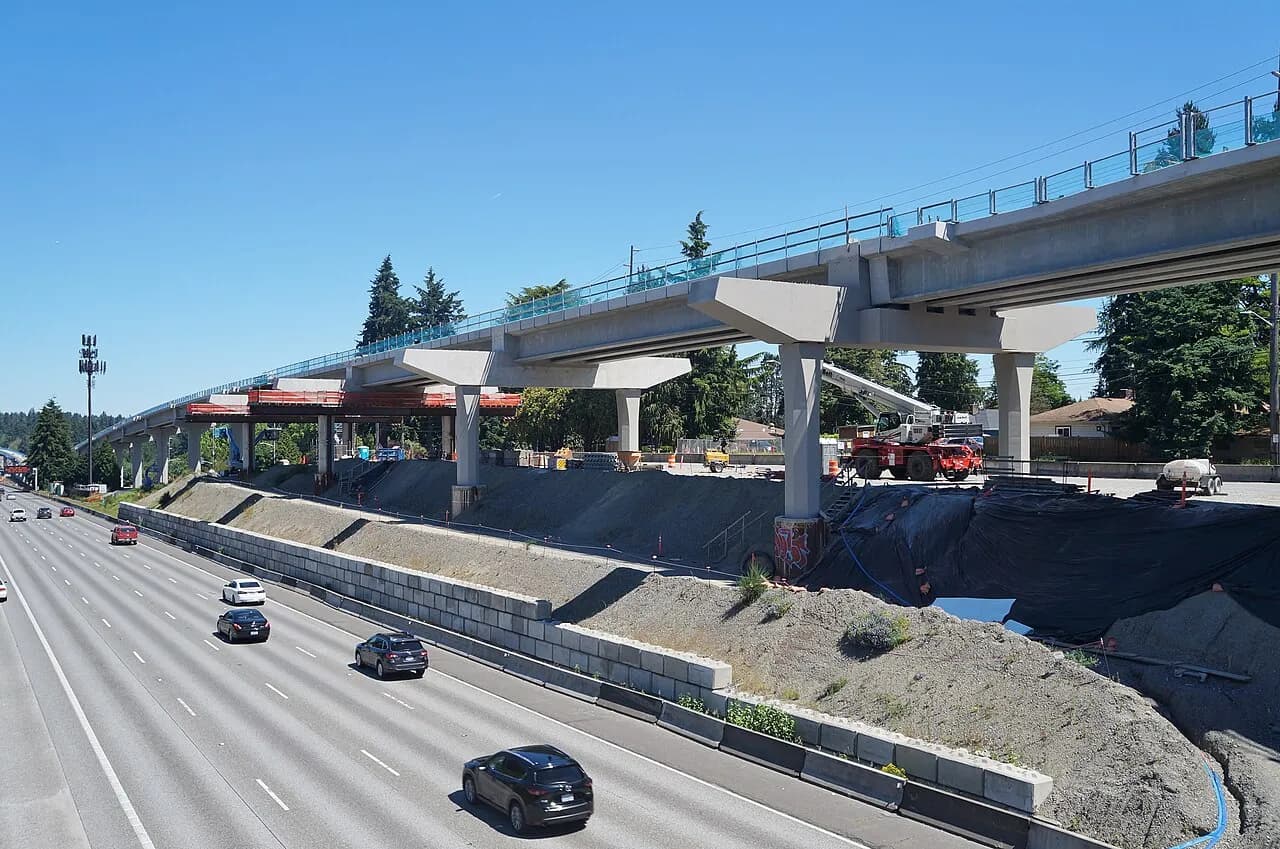 Pinehurst light rail station site under construction near Northeast 130th Street in Seattle in June 2022