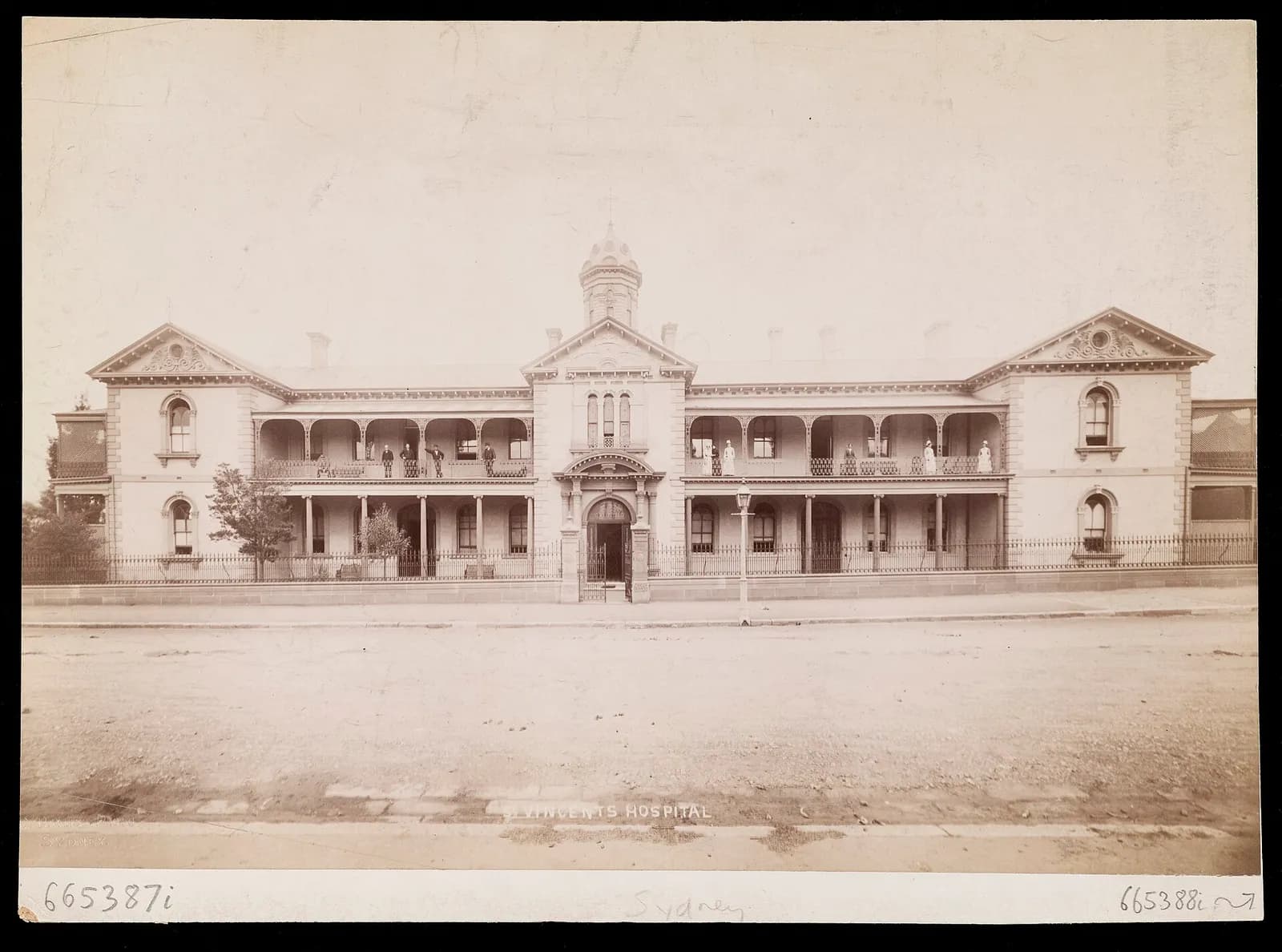 Archival exterior view of Saint Vincent’s Hospital in Sydney.