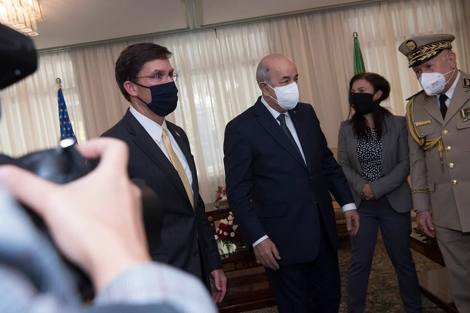 Algerian President Abdelmadjid Tebboune meets U.S. Defense Secretary Mark Esper at the presidential palace in Algiers.