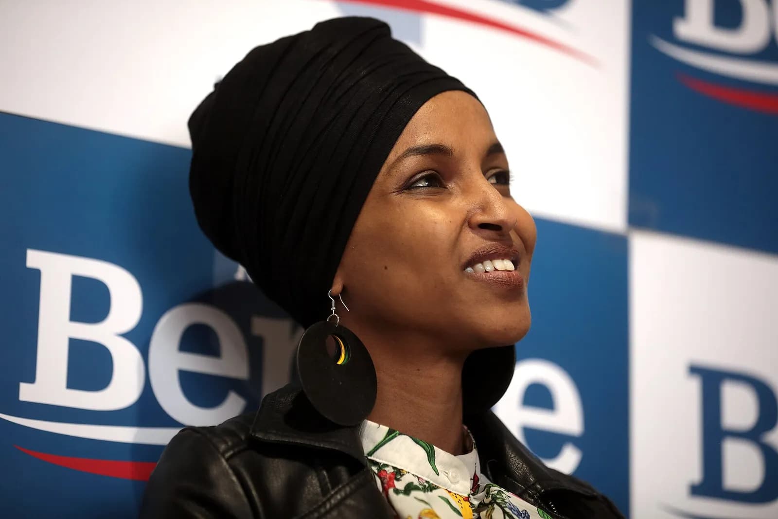 Ilhan Omar speaking at a campaign canvass launch in Las Vegas.