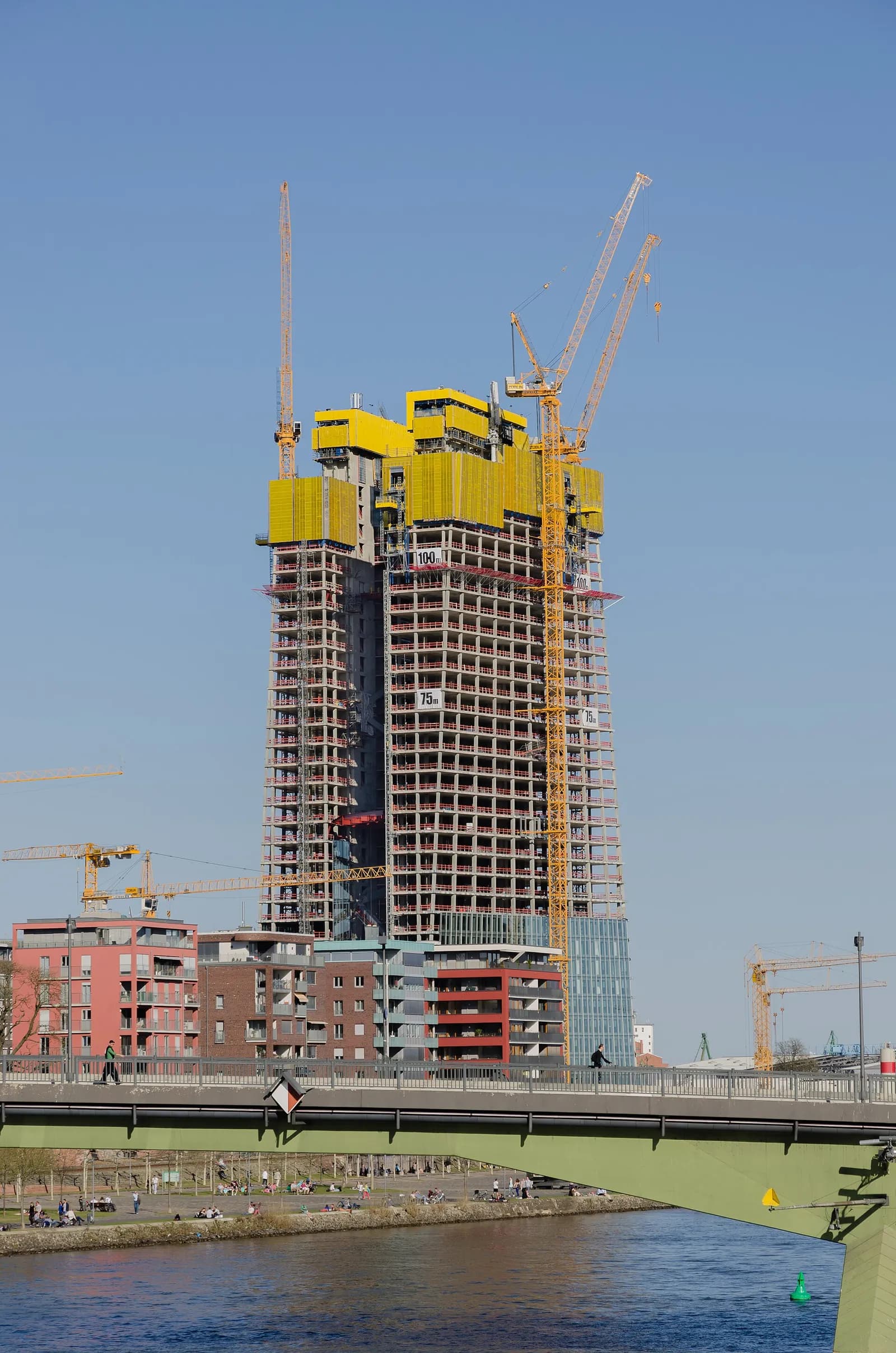 The European Central Bank’s Frankfurt headquarters under construction.