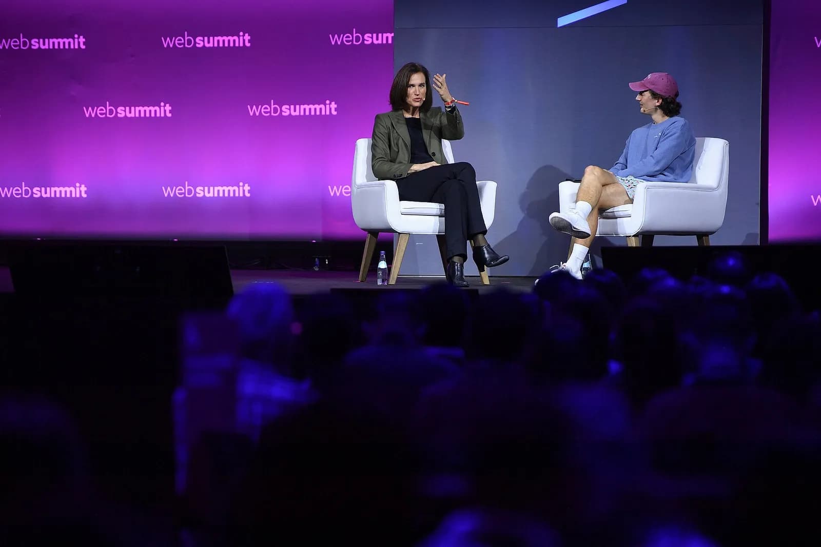 Judith Wiese and Julian Willner on stage at Web Summit in Lisbon.
