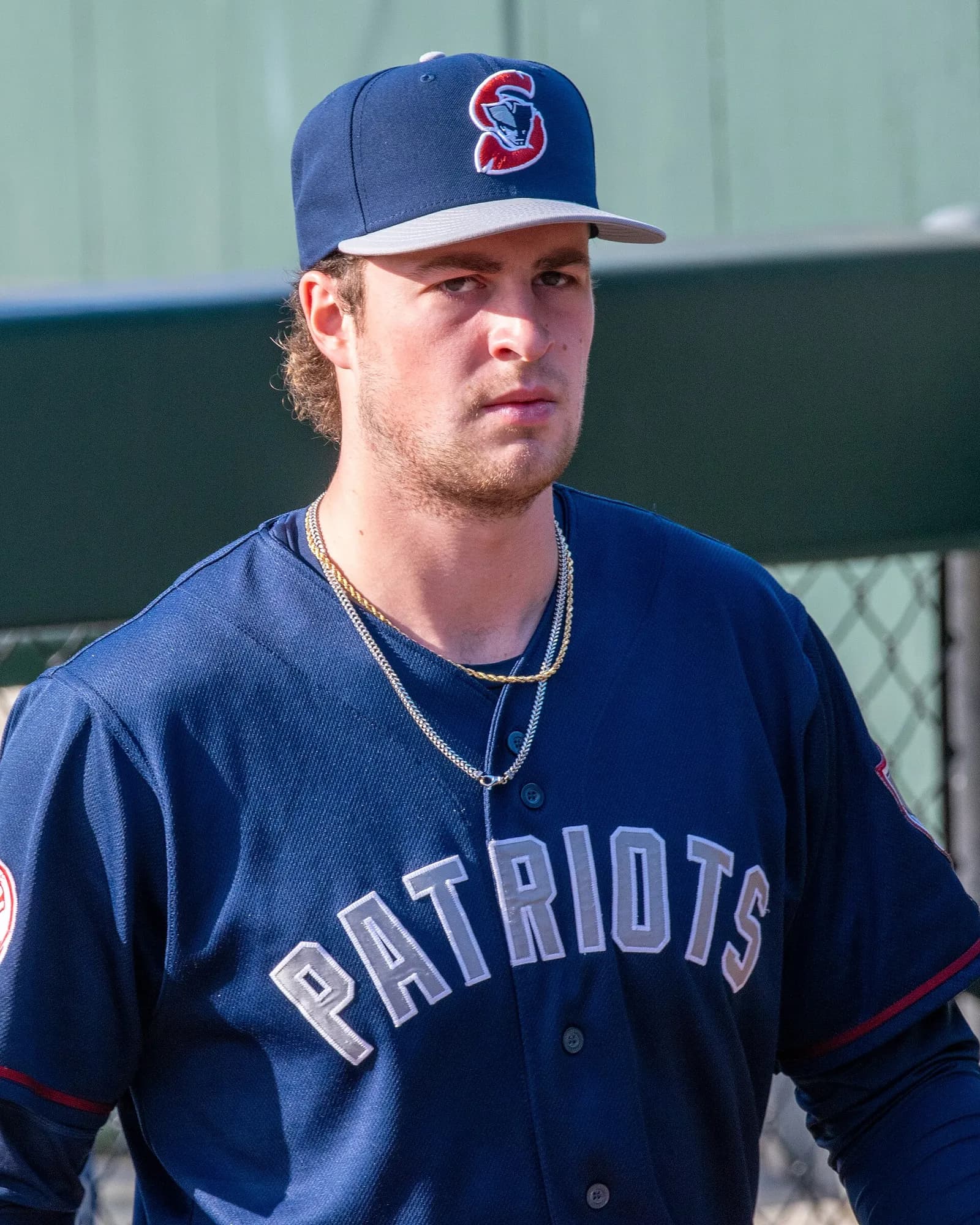 Cam Schlittler with the Somerset Patriots at Peoples Natural Gas Field in April 2025