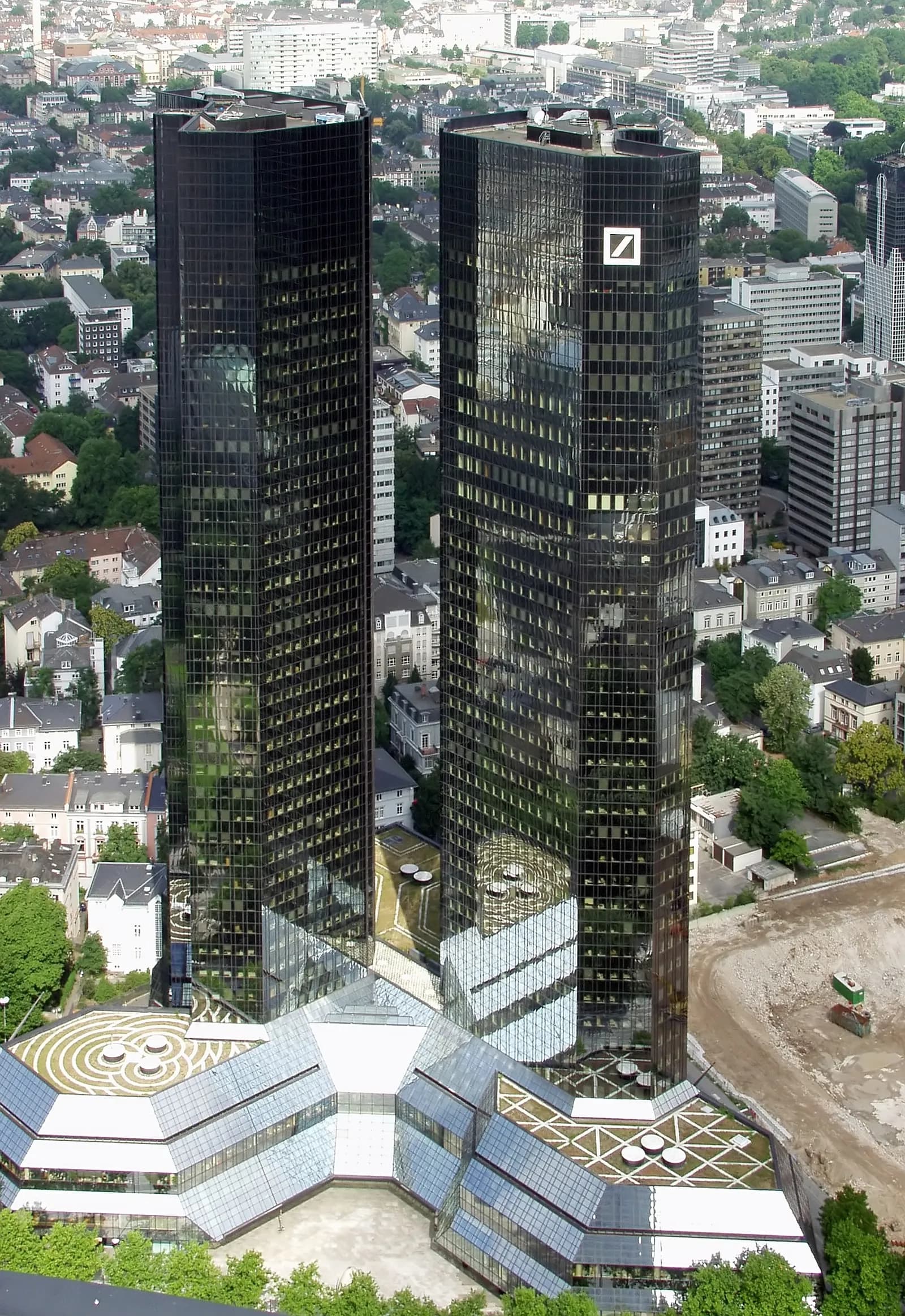 Deutsche Bank headquarters towers in Frankfurt am Main, Germany.