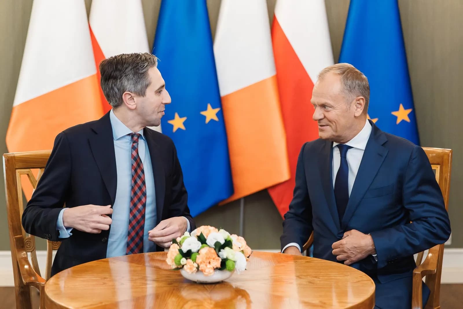 Simon Harris and Donald Tusk meet in Rzeszów in September 2024.