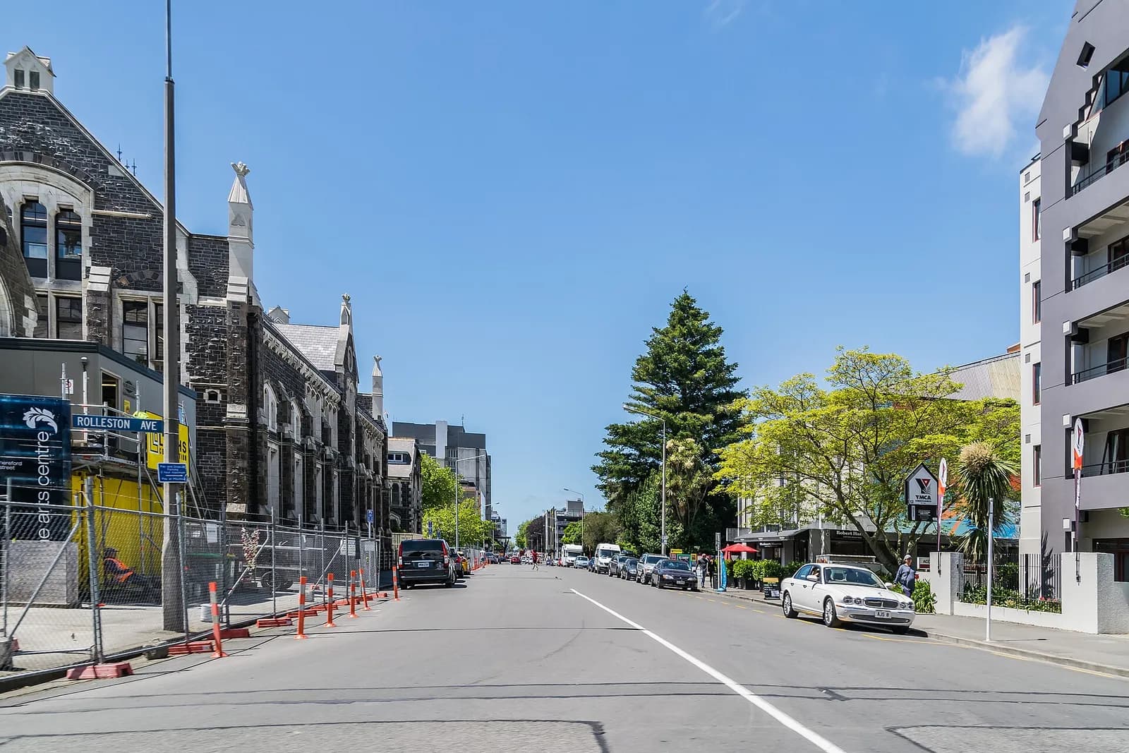 A view of Hereford Street in Christchurch, New Zealand.