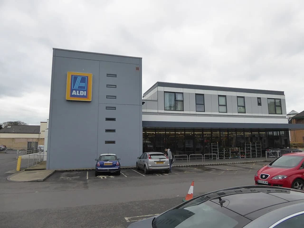 Exterior of an Aldi supermarket in Boscombe, England