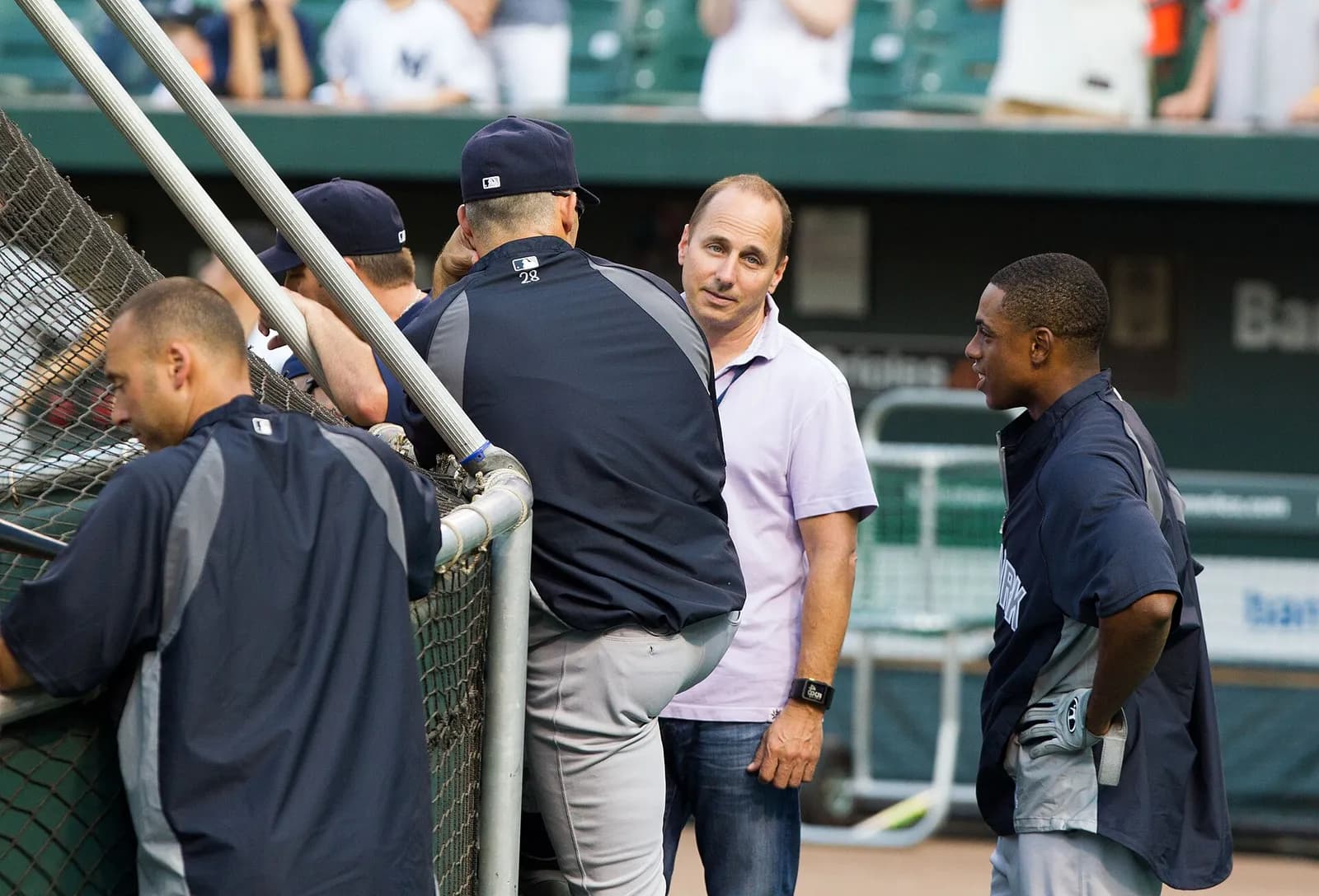 Yankees general manager Brian Cashman on the field during a game in Baltimore.