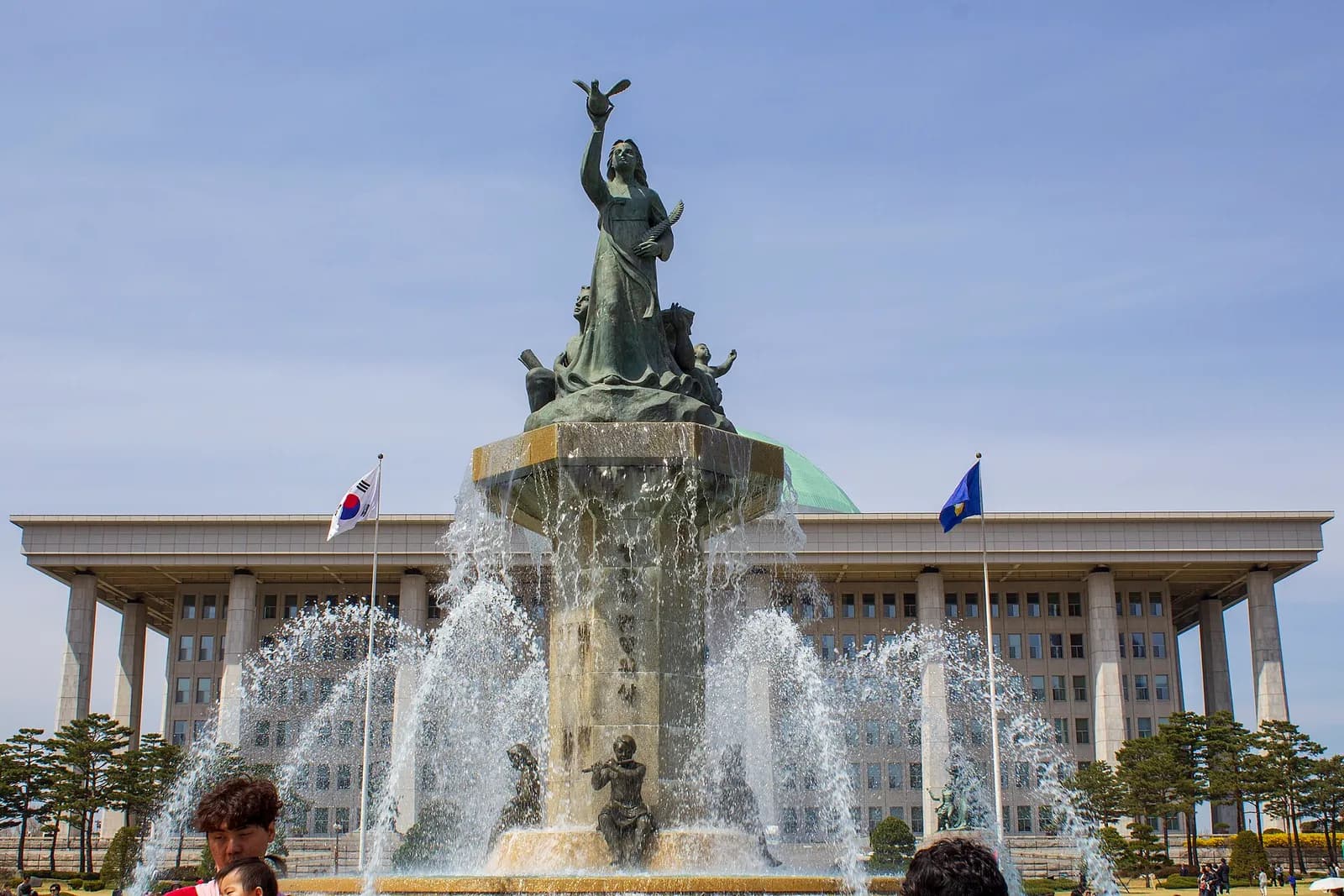Fountain outside South Korea’s National Assembly building