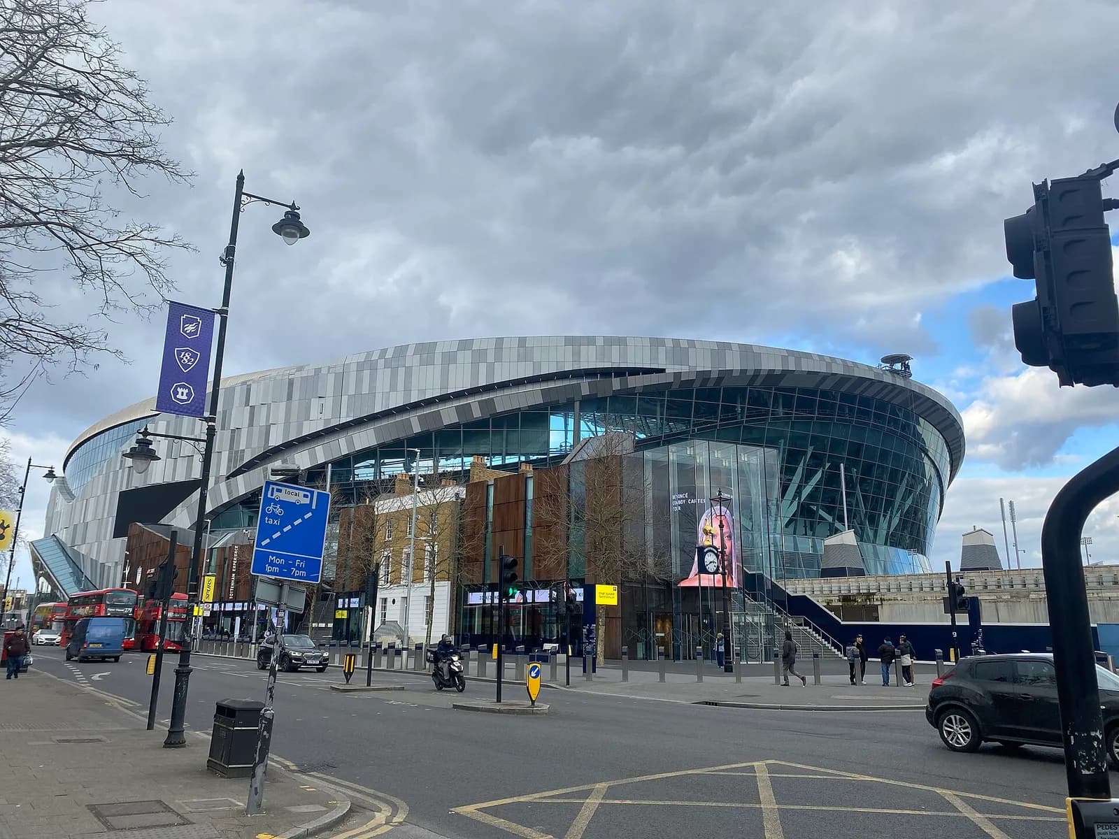 Exterior of Tottenham Hotspur Stadium in London.