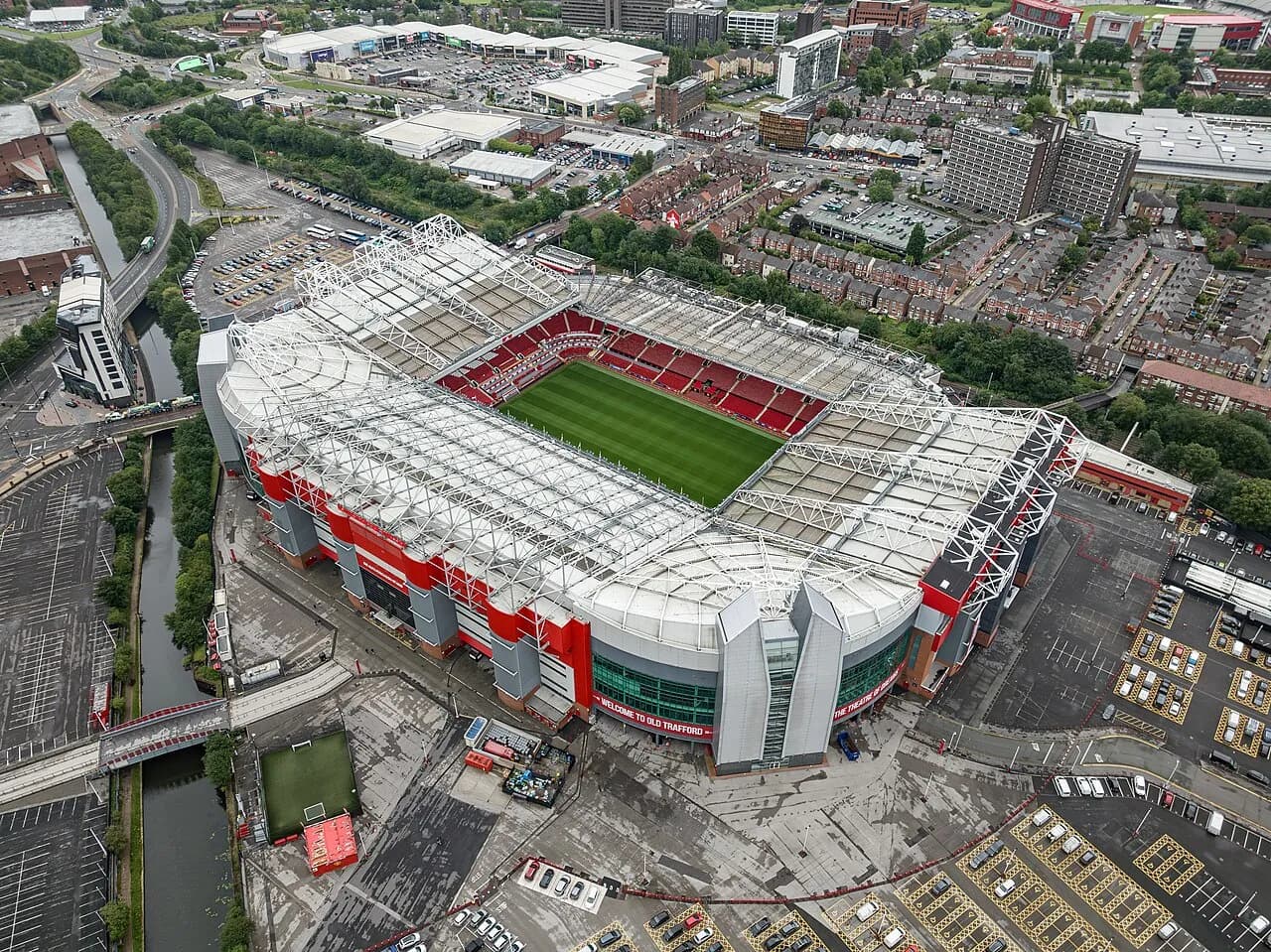 Aerial view of Old Trafford stadium in Manchester