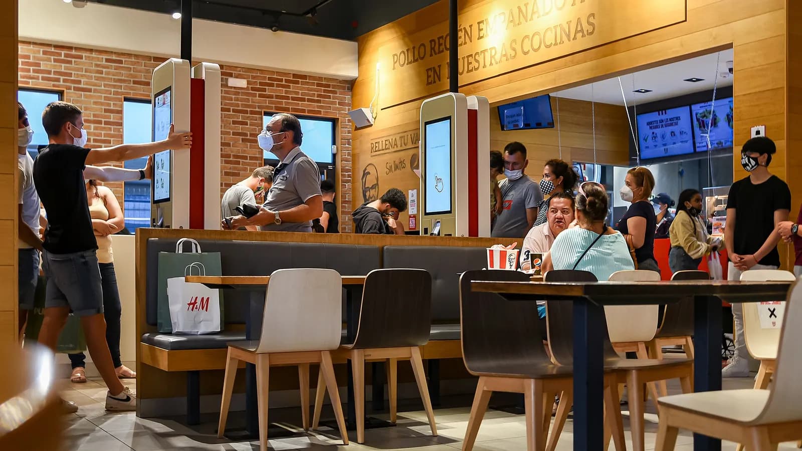 Interior of a KFC restaurant in Castelldefels, Spain.