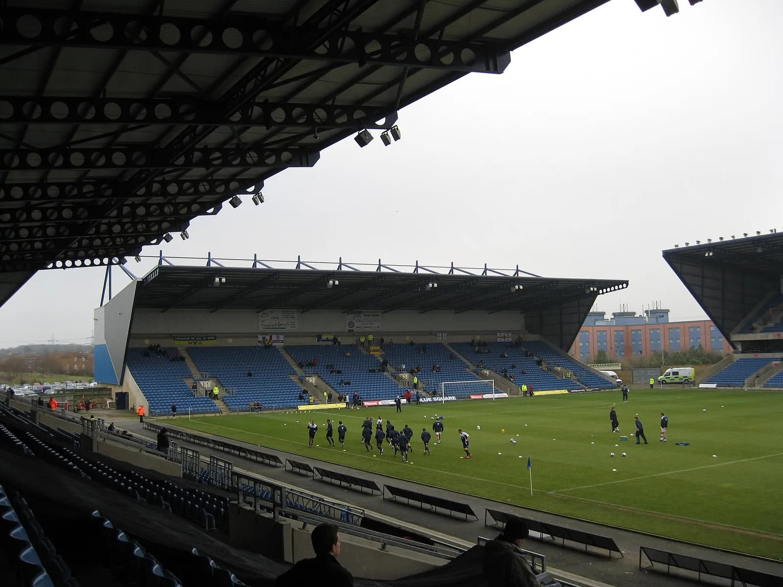 The east stand at Kassam Stadium, home of Oxford United, in Littlemore, Oxfordshire.