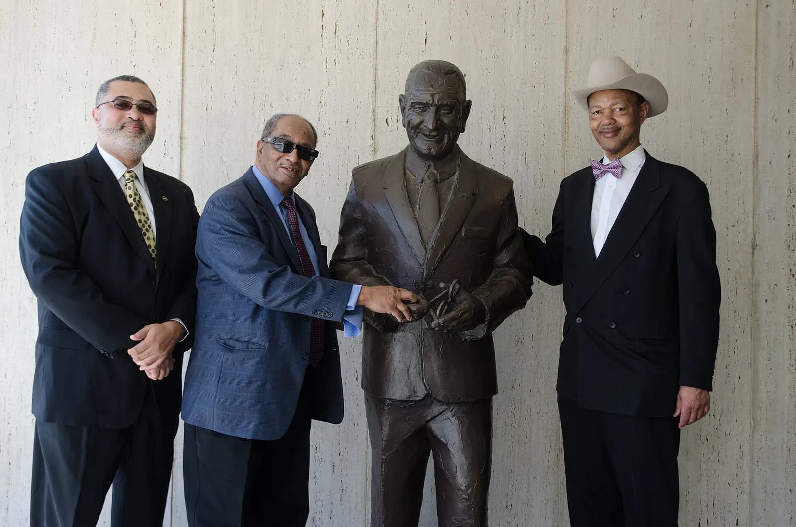 Texas NAACP president Gary Bledsoe with Jeffrey Travillion and Howard Jefferson at the LBJ Presidential Library in Austin.
