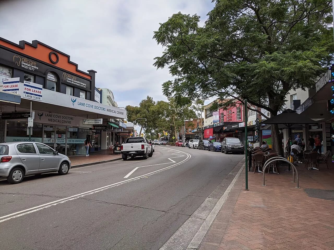Shopping strip on Longueville Road in Lane Cove, Sydney, in January 2020.