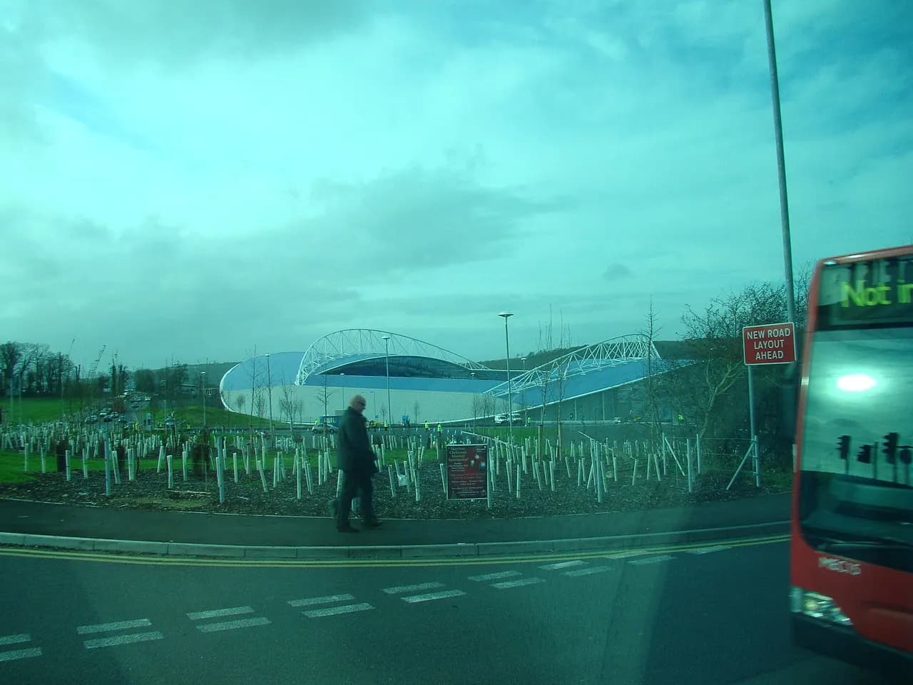 View of Brighton & Hove Albion's Amex Stadium from The Drove in Falmer