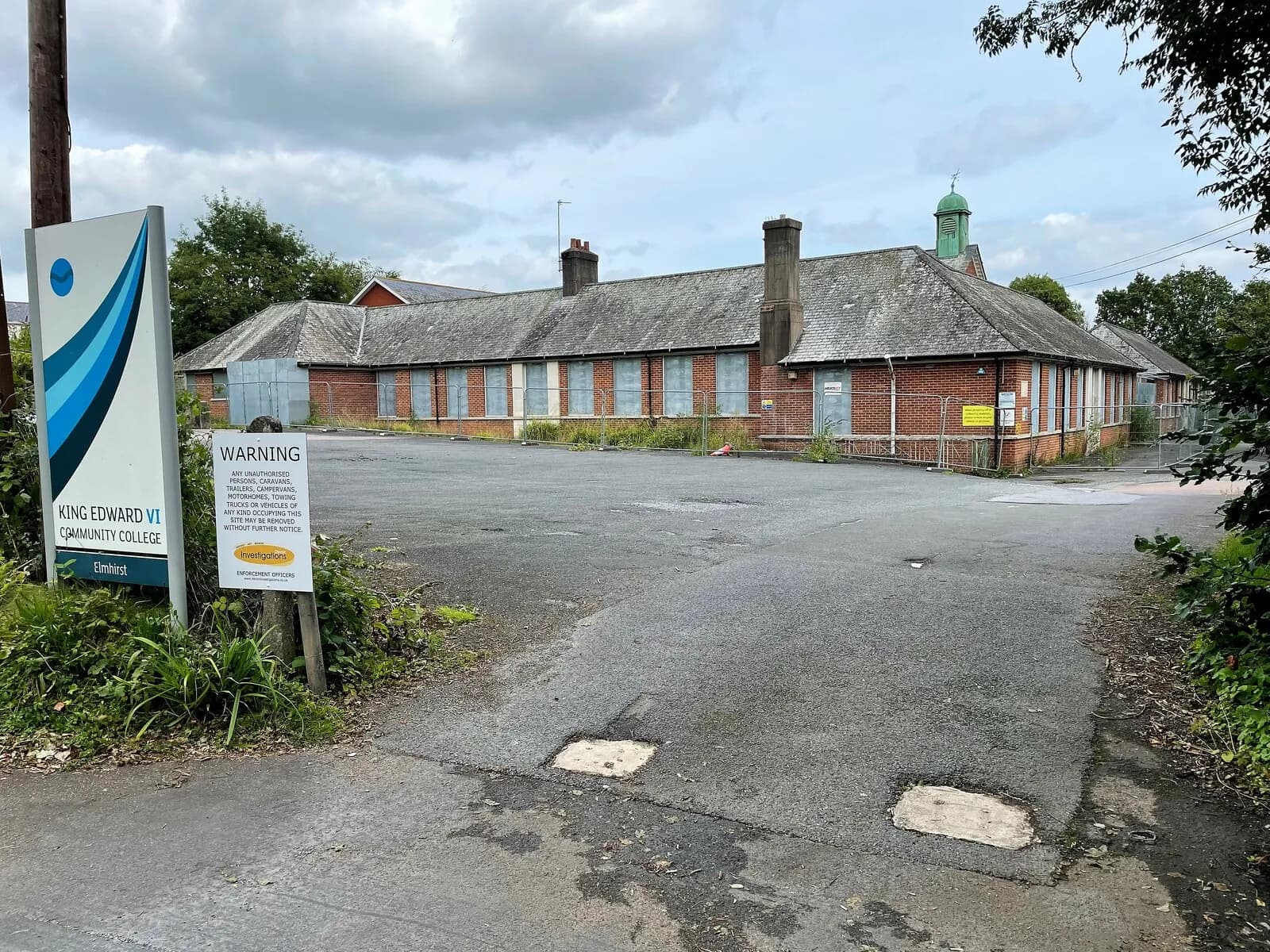 A derelict part of King Edward VI Community College in Totnes.