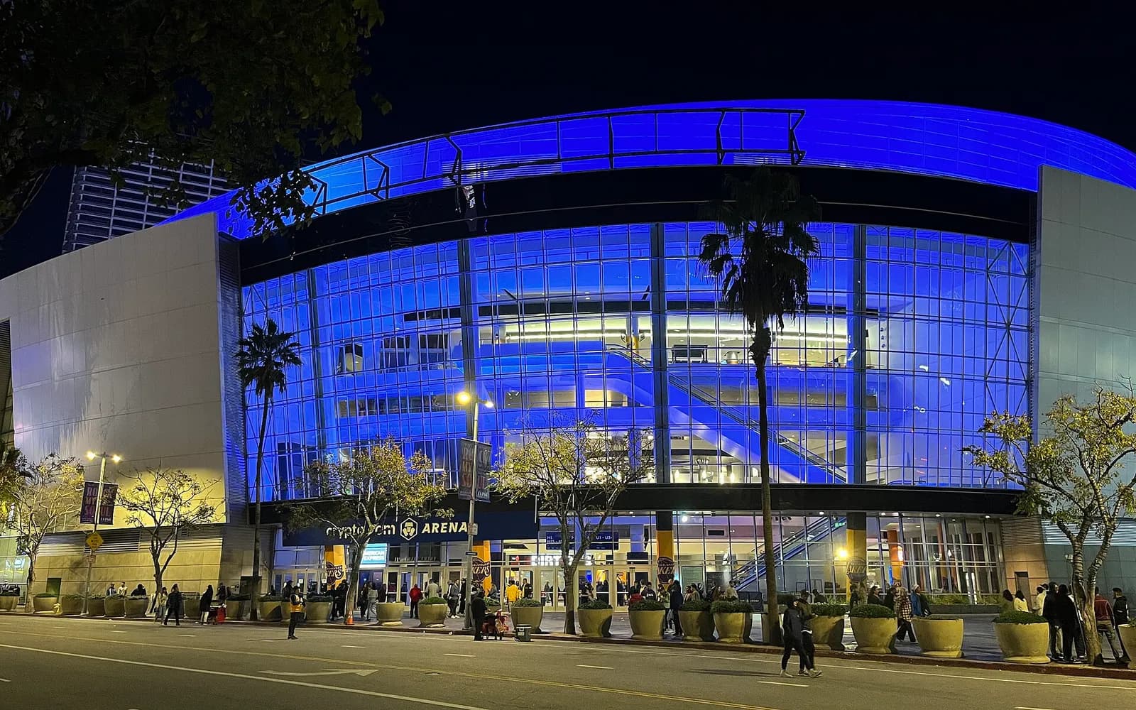 Exterior of Crypto.com Arena in Los Angeles.