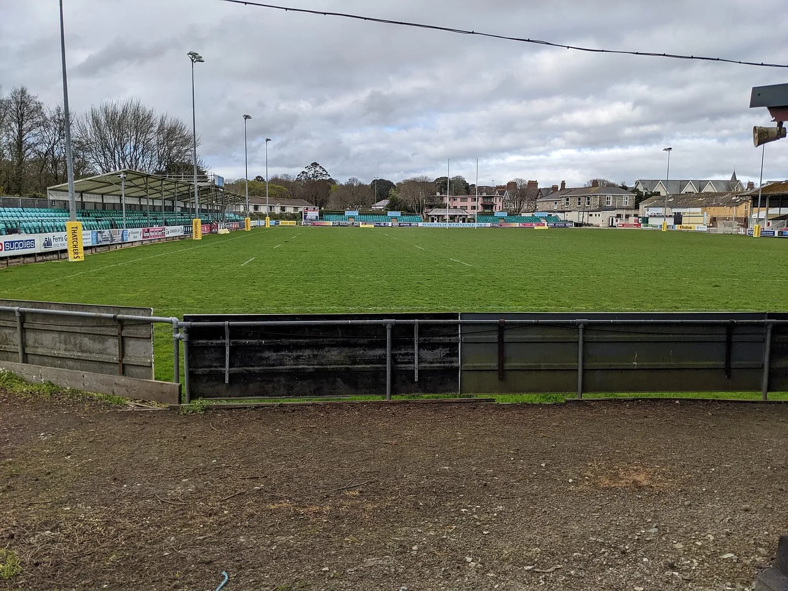 View into Mennaye Field, home of the Cornish Pirates, in Penzance.