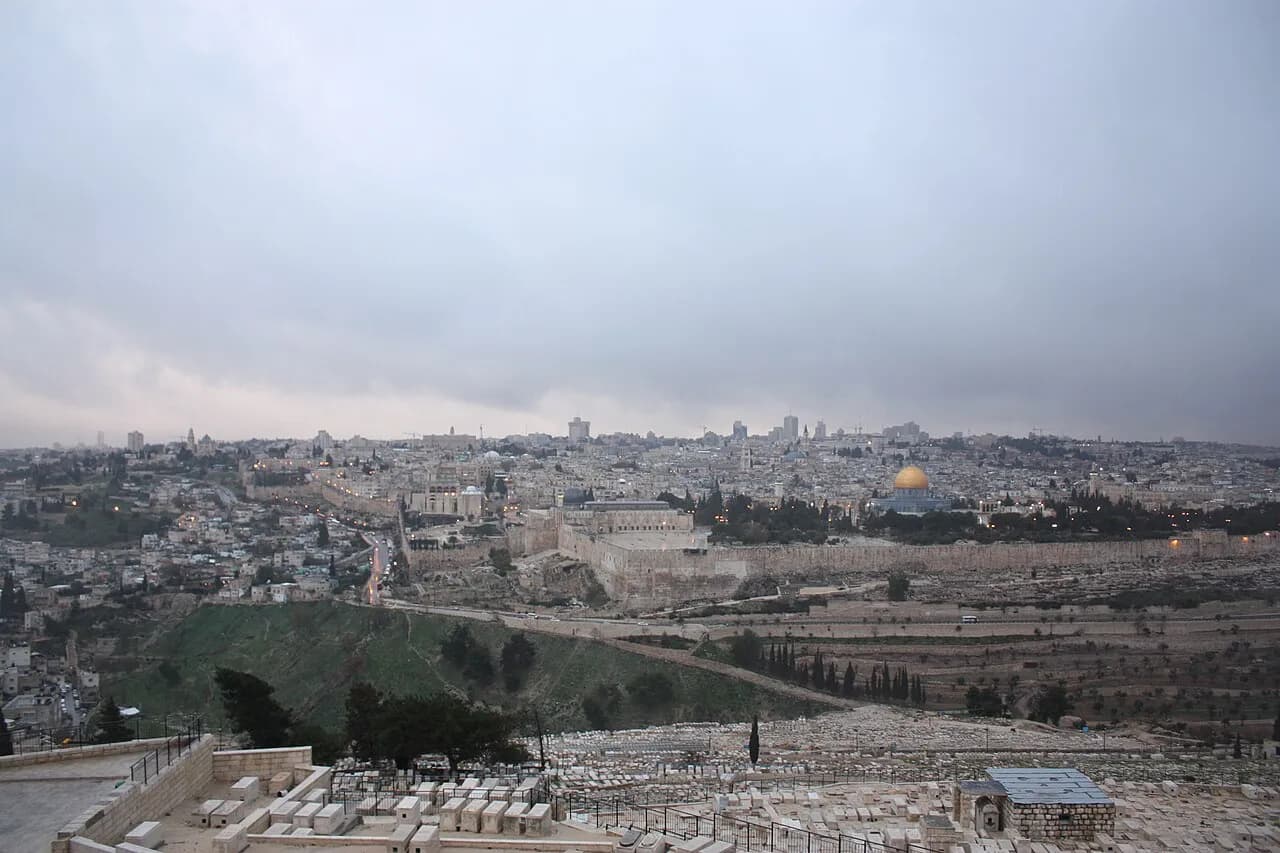 View of East Jerusalem from the Mount of Olives, with the Dome of the Rock and Old City visible