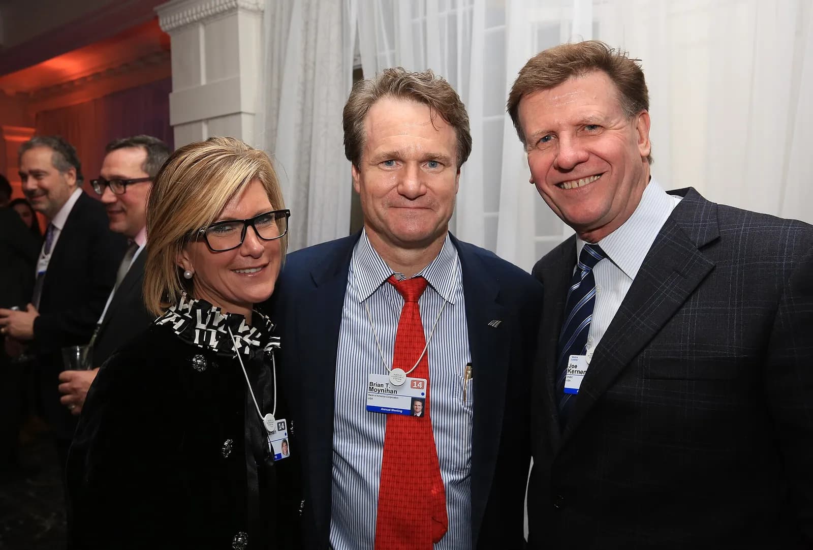 Bank of America CEO Brian Moynihan speaks with Mary Callahan and CNBC anchor Joe Kernen at the FT CNBC Nightcap in Davos.