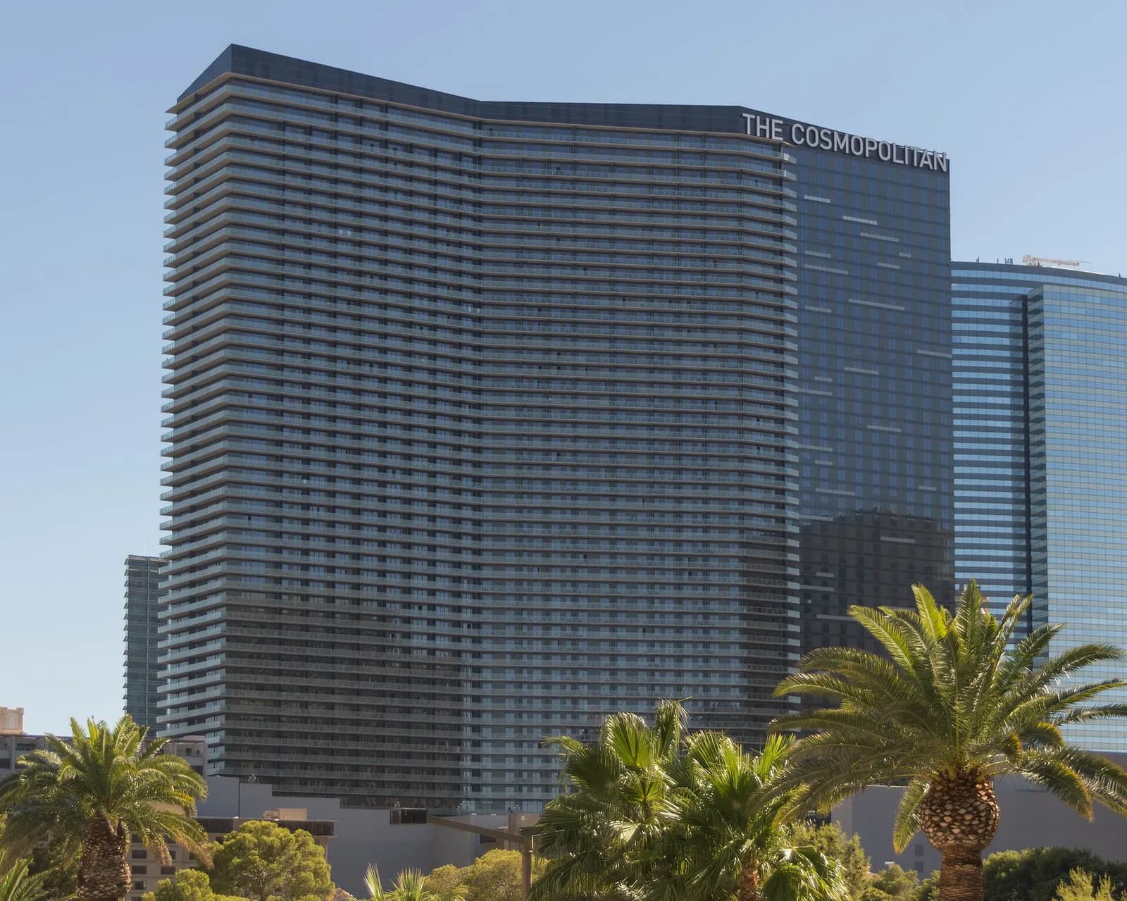 The Cosmopolitan Casino Spa Tower viewed from across Las Vegas Boulevard.