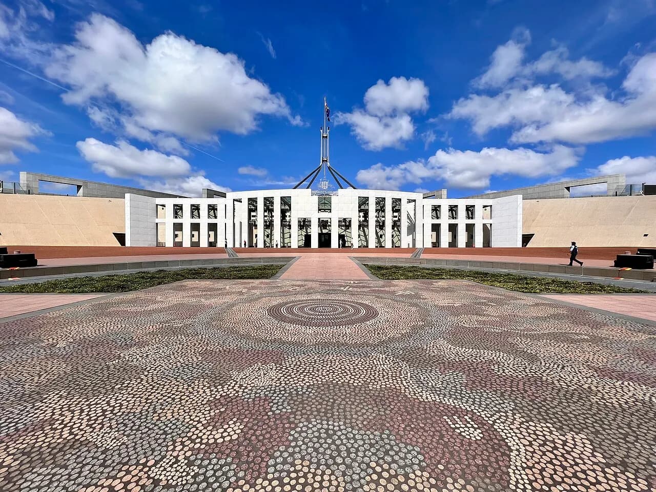 Exterior of Australian Parliament House in Canberra
