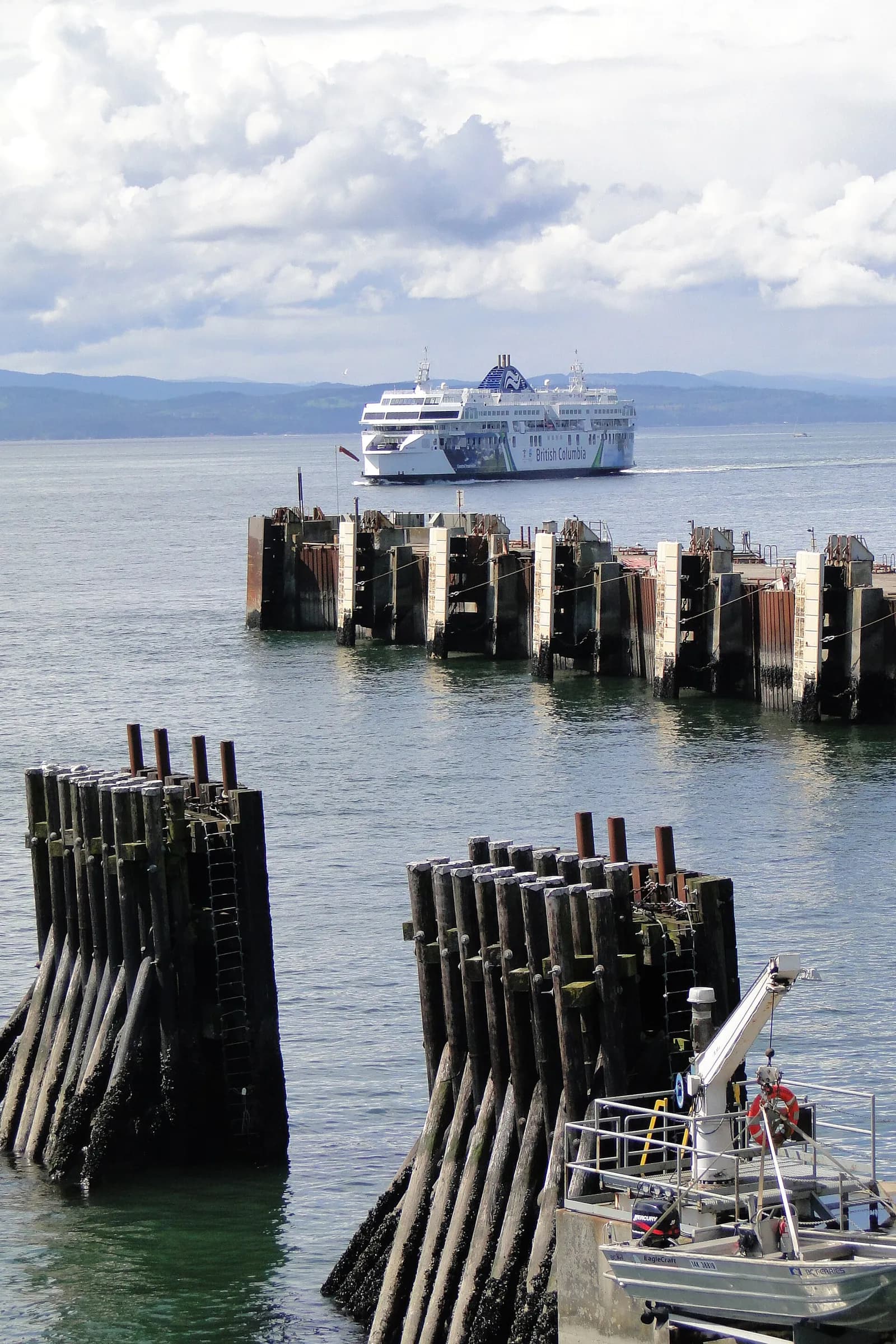 A BC Ferries vessel arriving at Tsawwassen Terminal.
