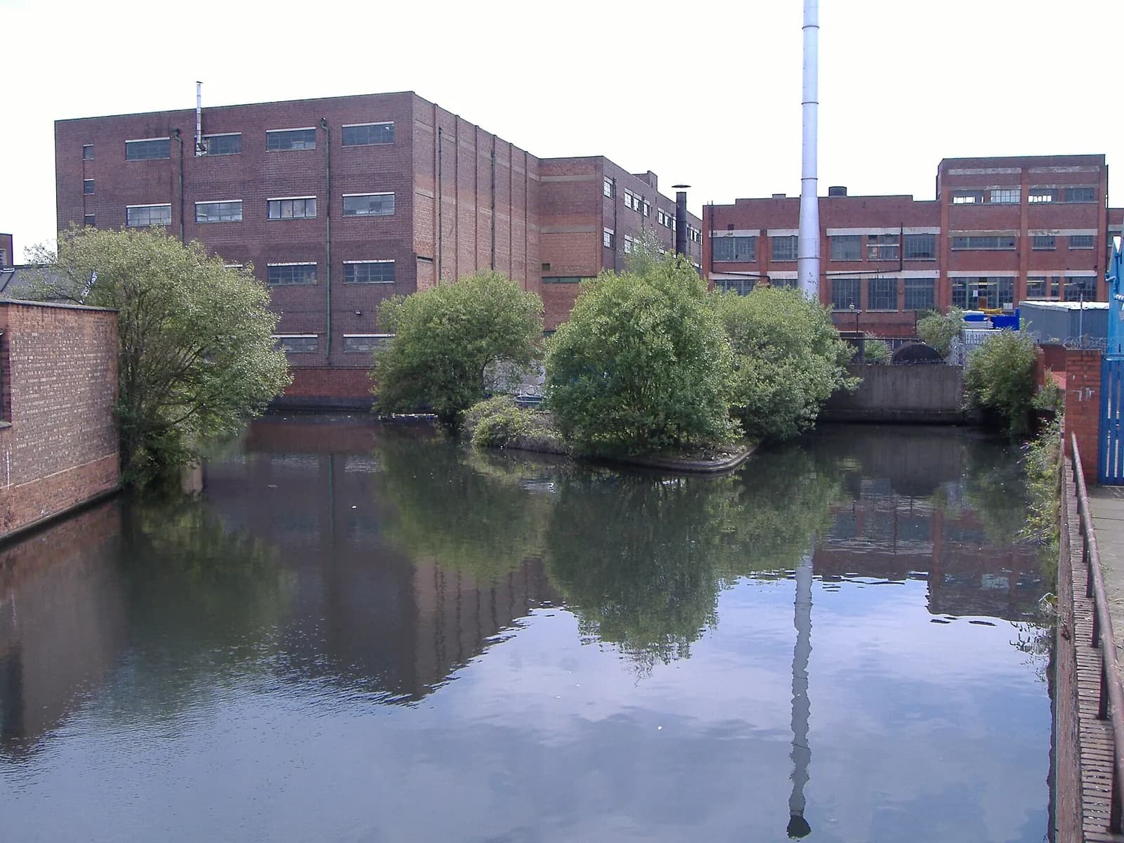 The former Typhoo Tea factory and canal wharf in Digbeth, Birmingham, viewed from beside the canal.